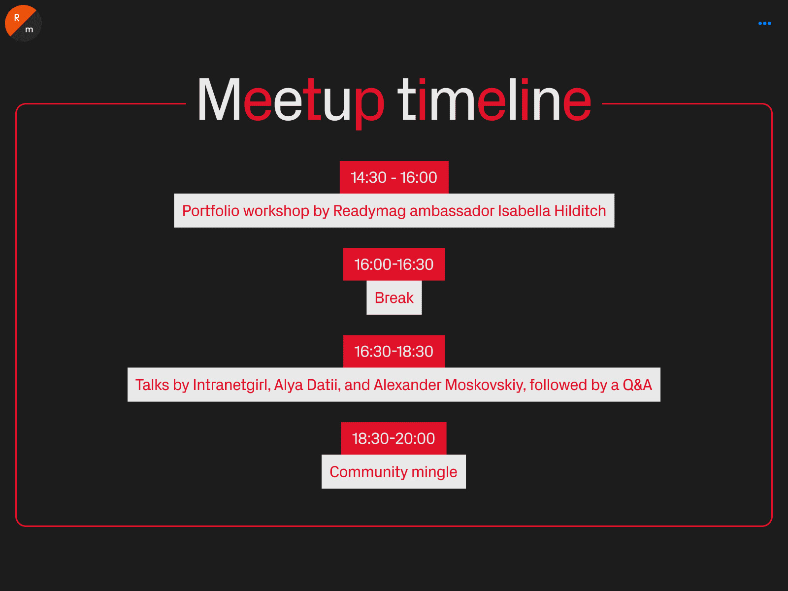 Event agenda