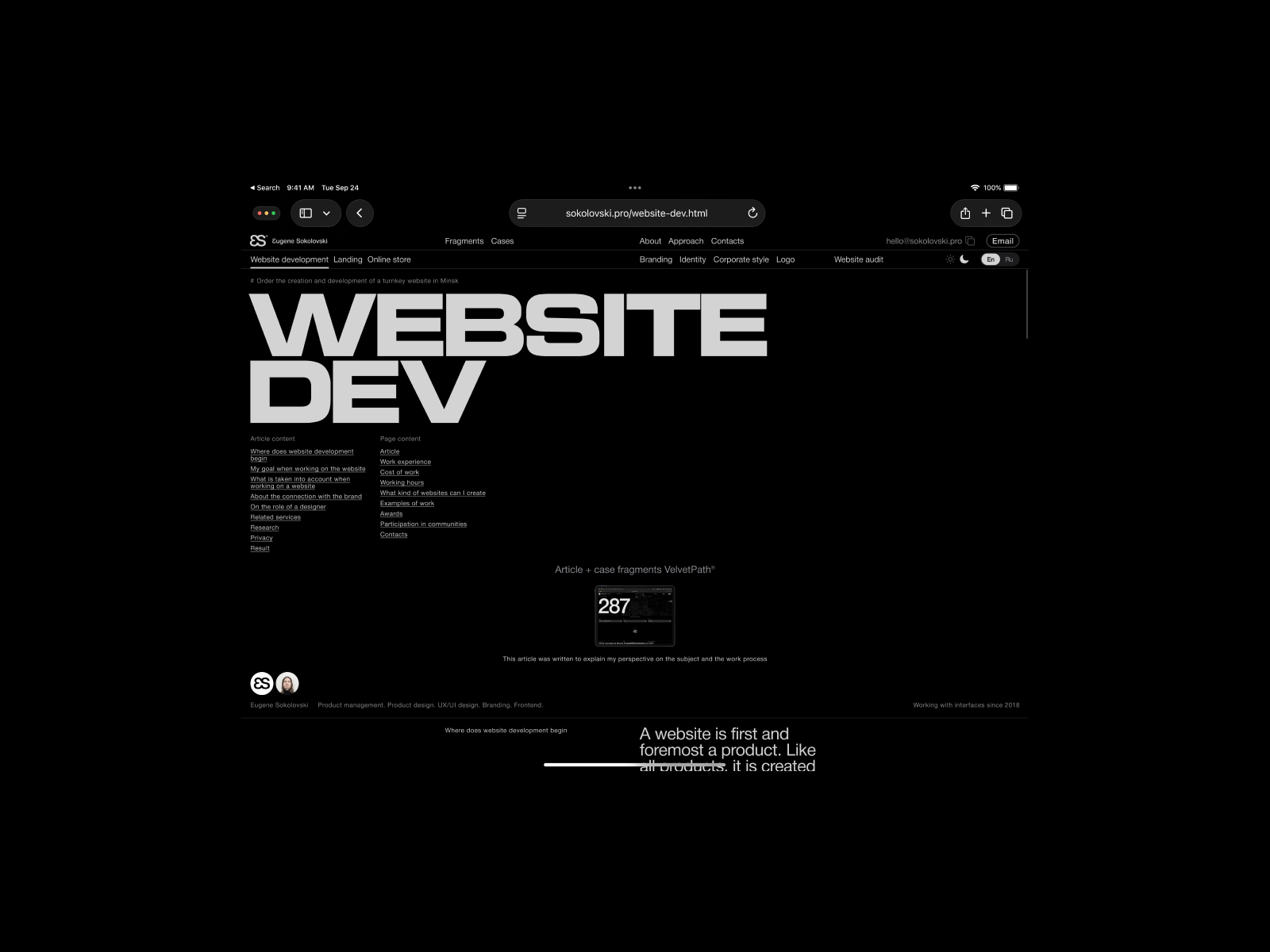 Website dev page