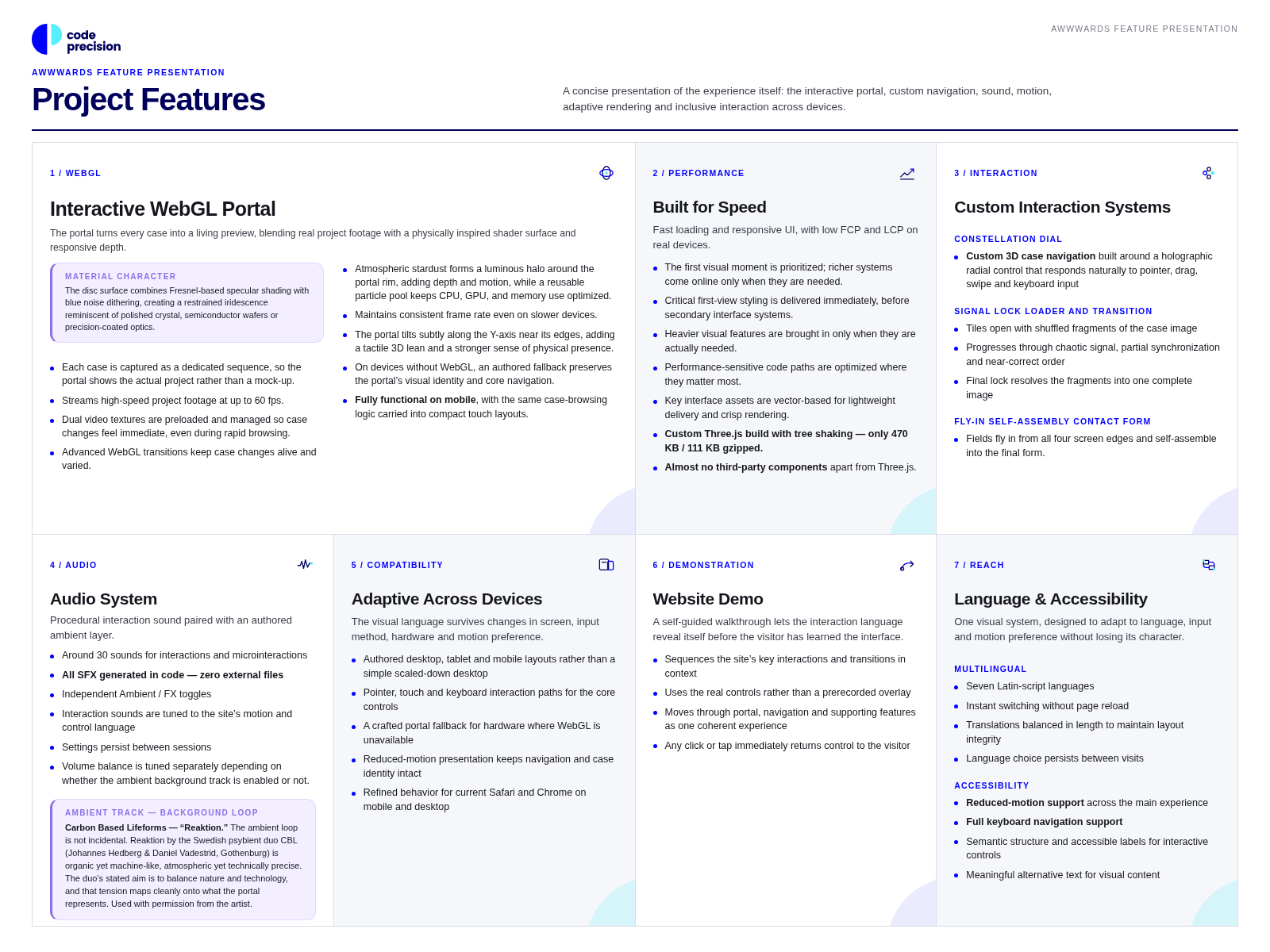 Project Features Overview