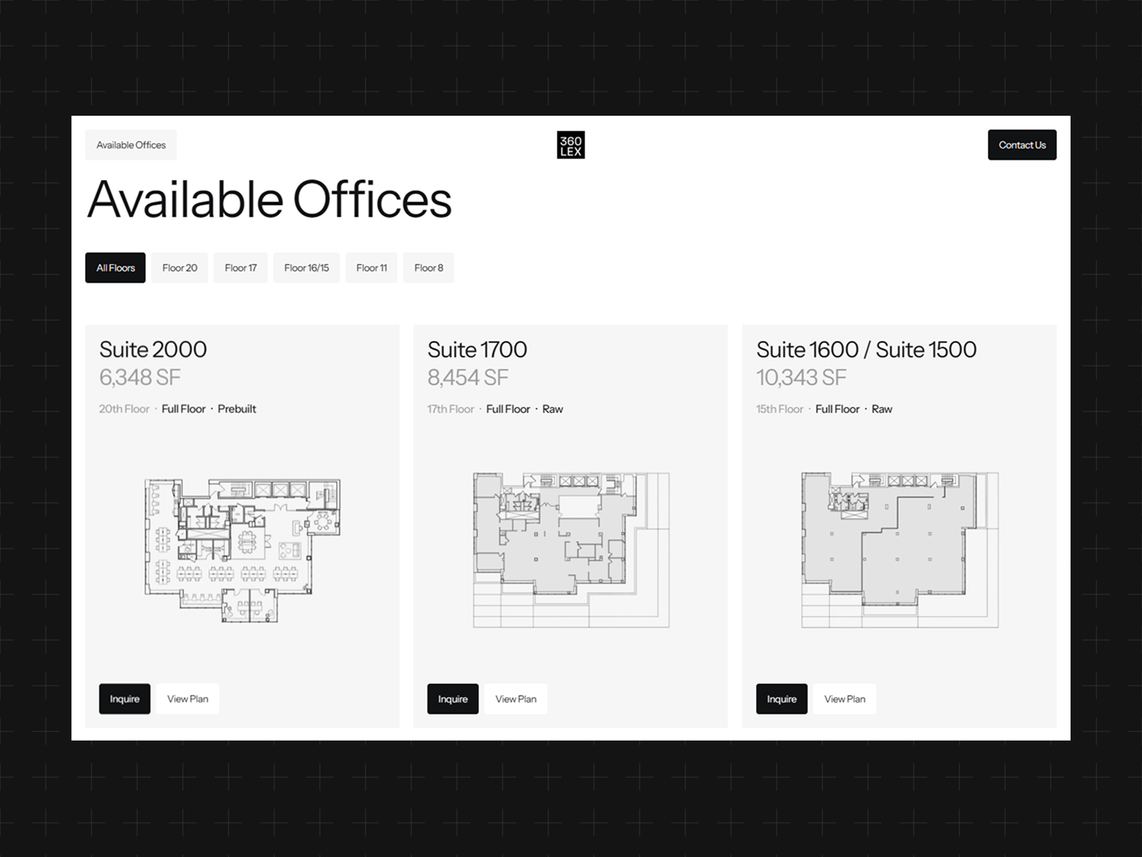 Available offices and plans