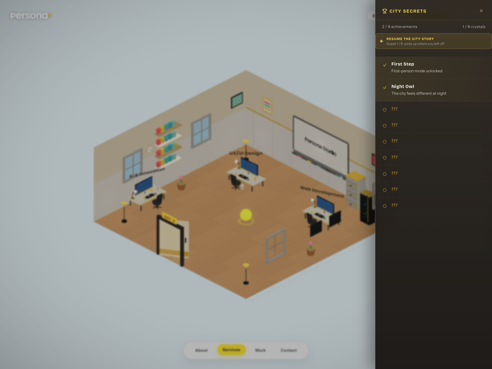 First-Person Exploration & City Quests