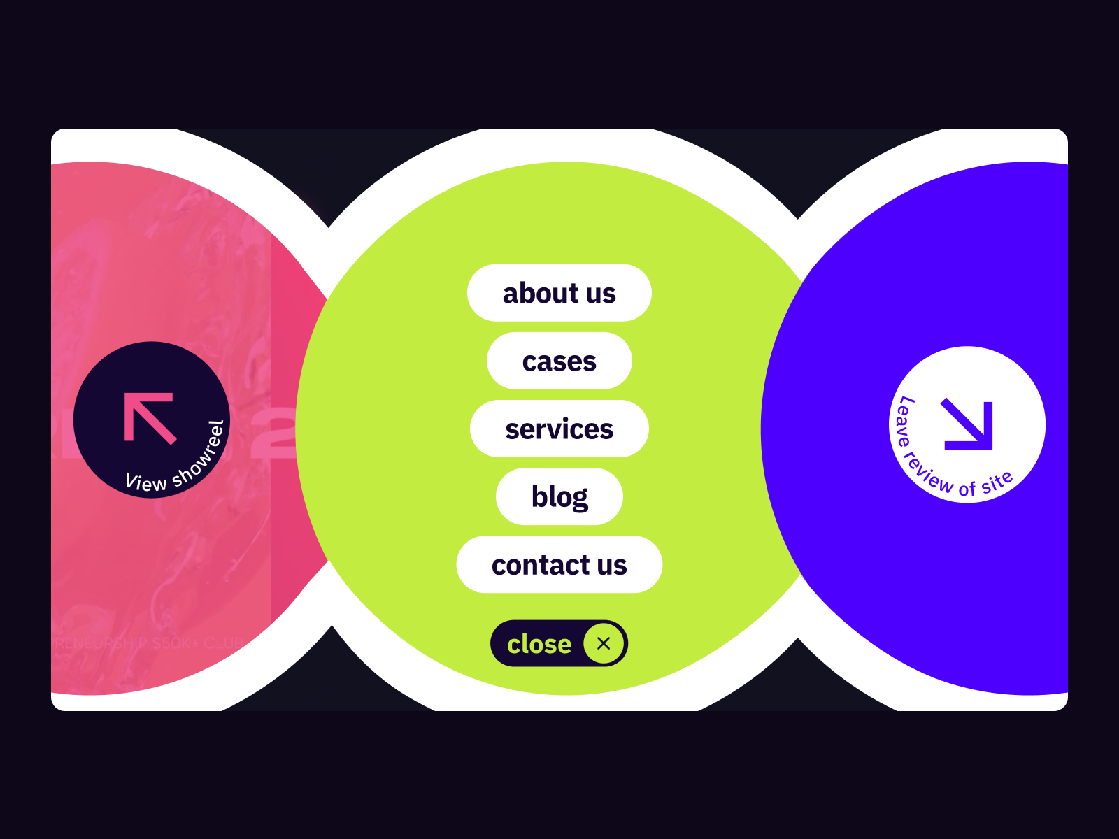 Full-screen menu