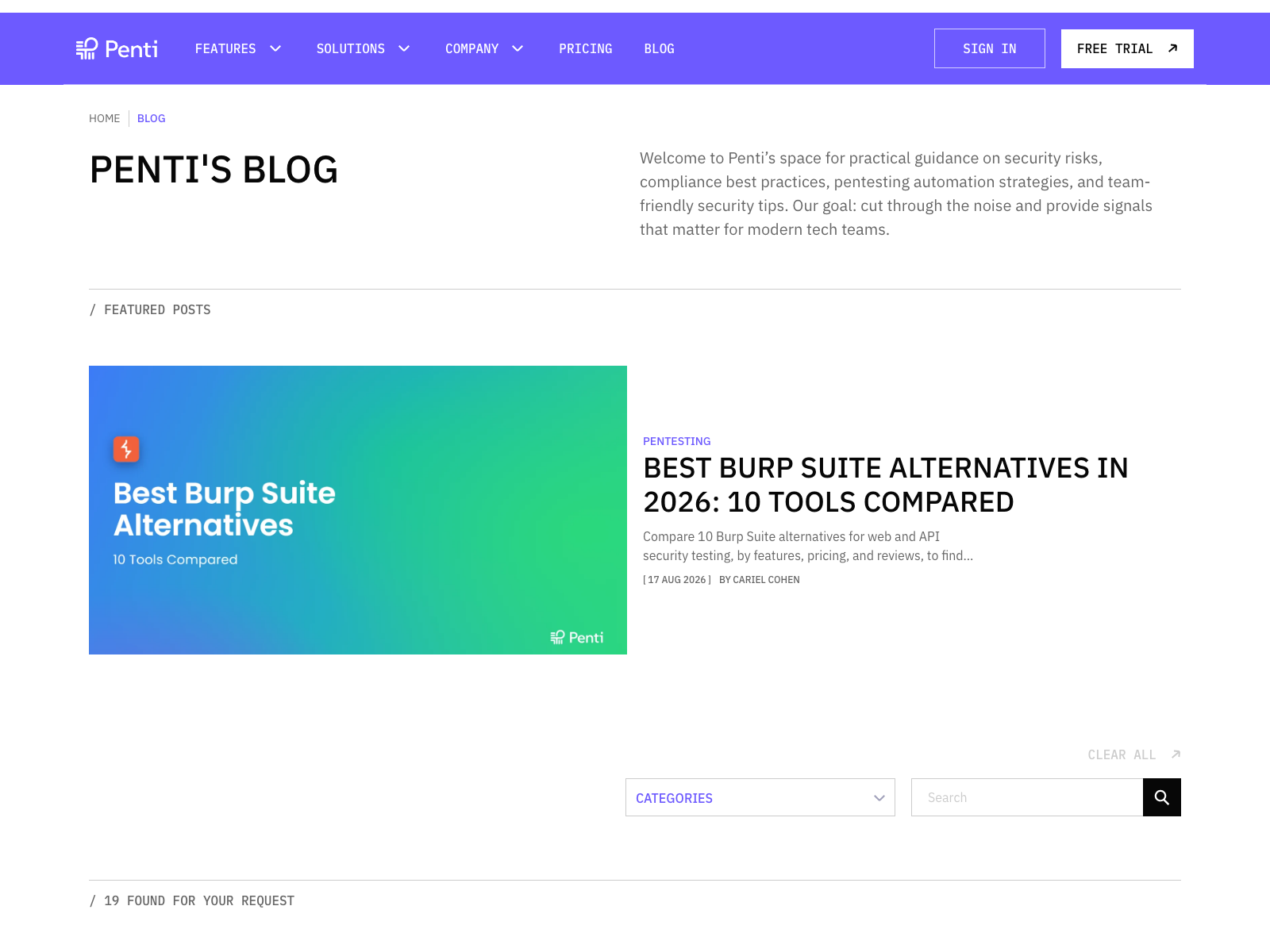Blog card grid with category tags