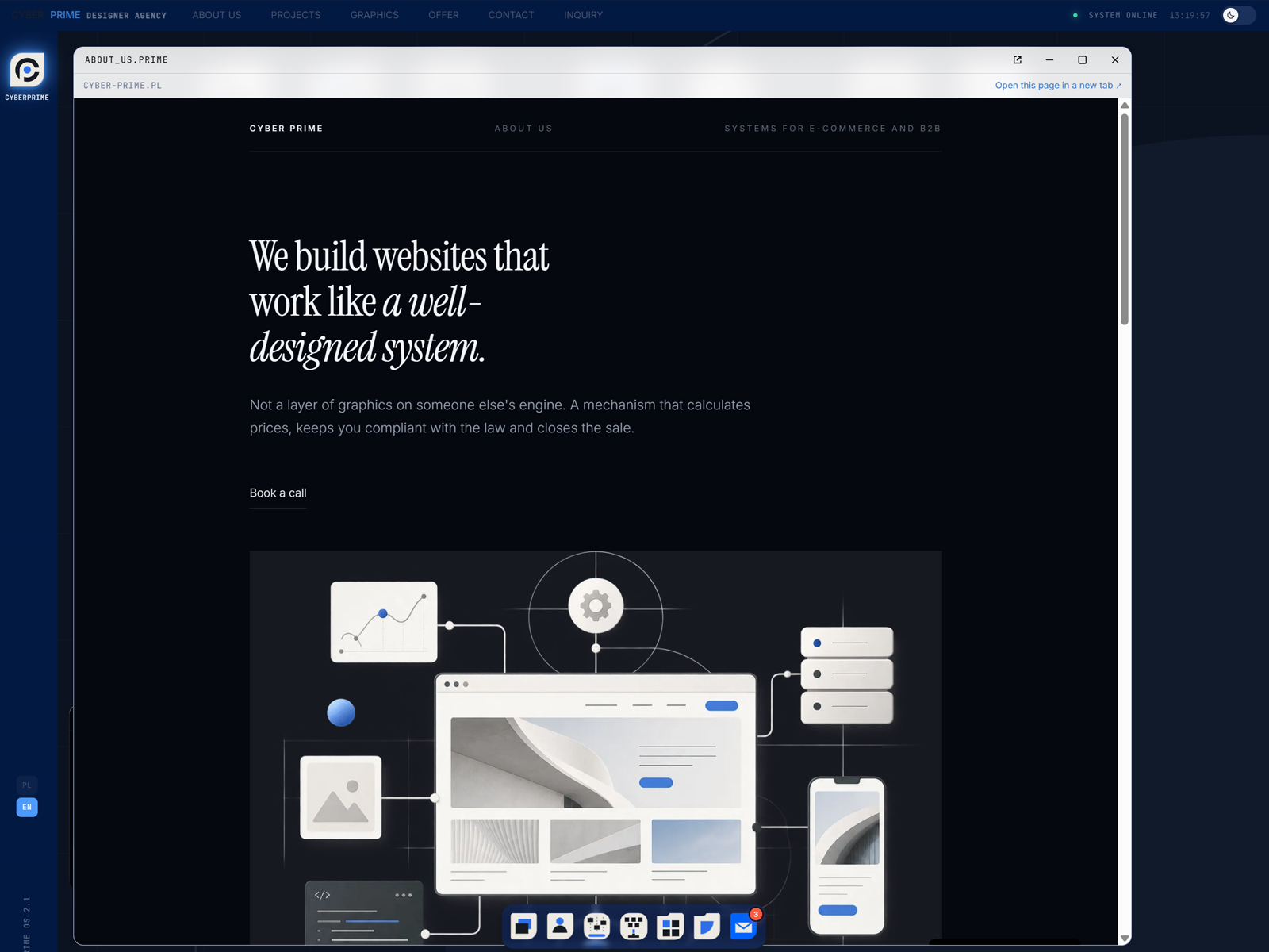 Draggable live tools inside a desktop portfolio