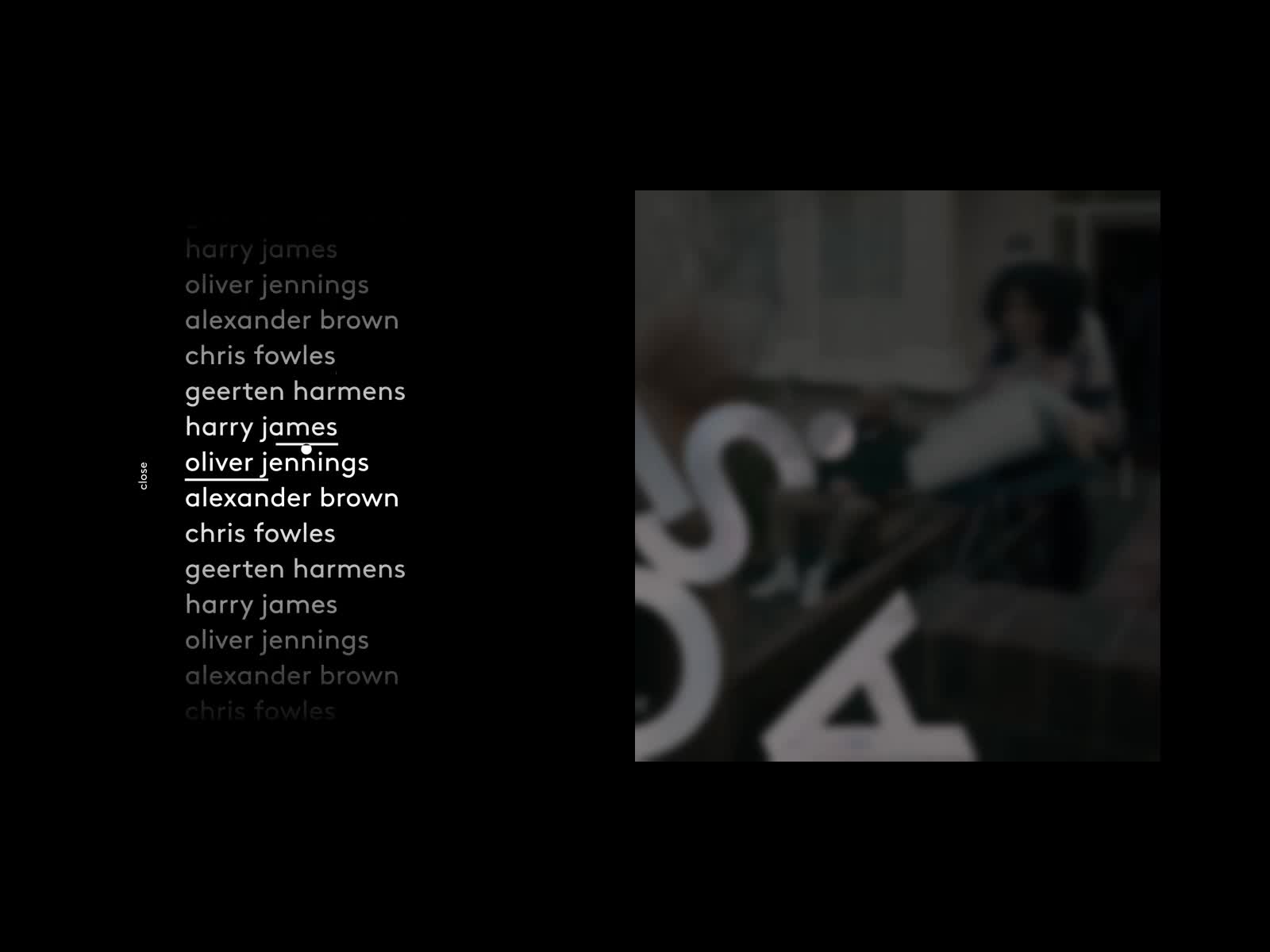 Jealous Films - Director Side Swipe Navigation / Page Transition