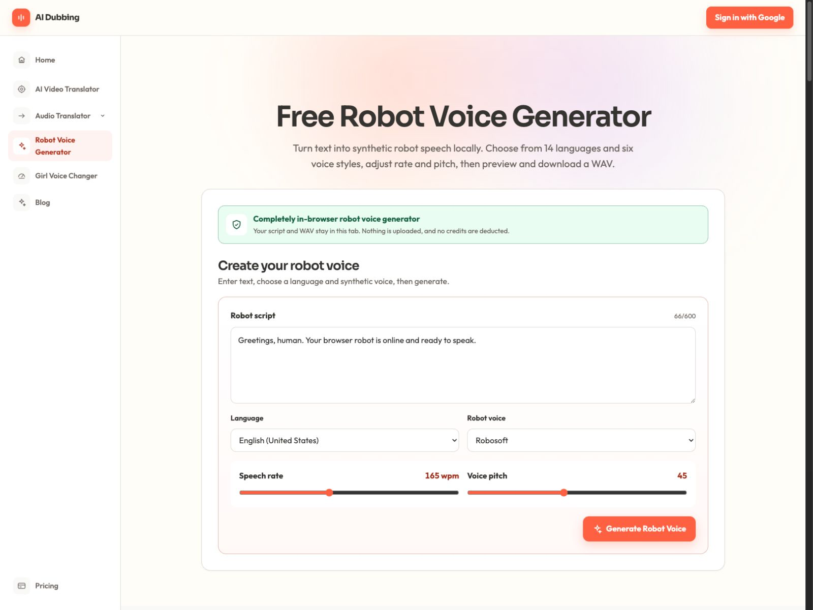 Robot Voice Generator