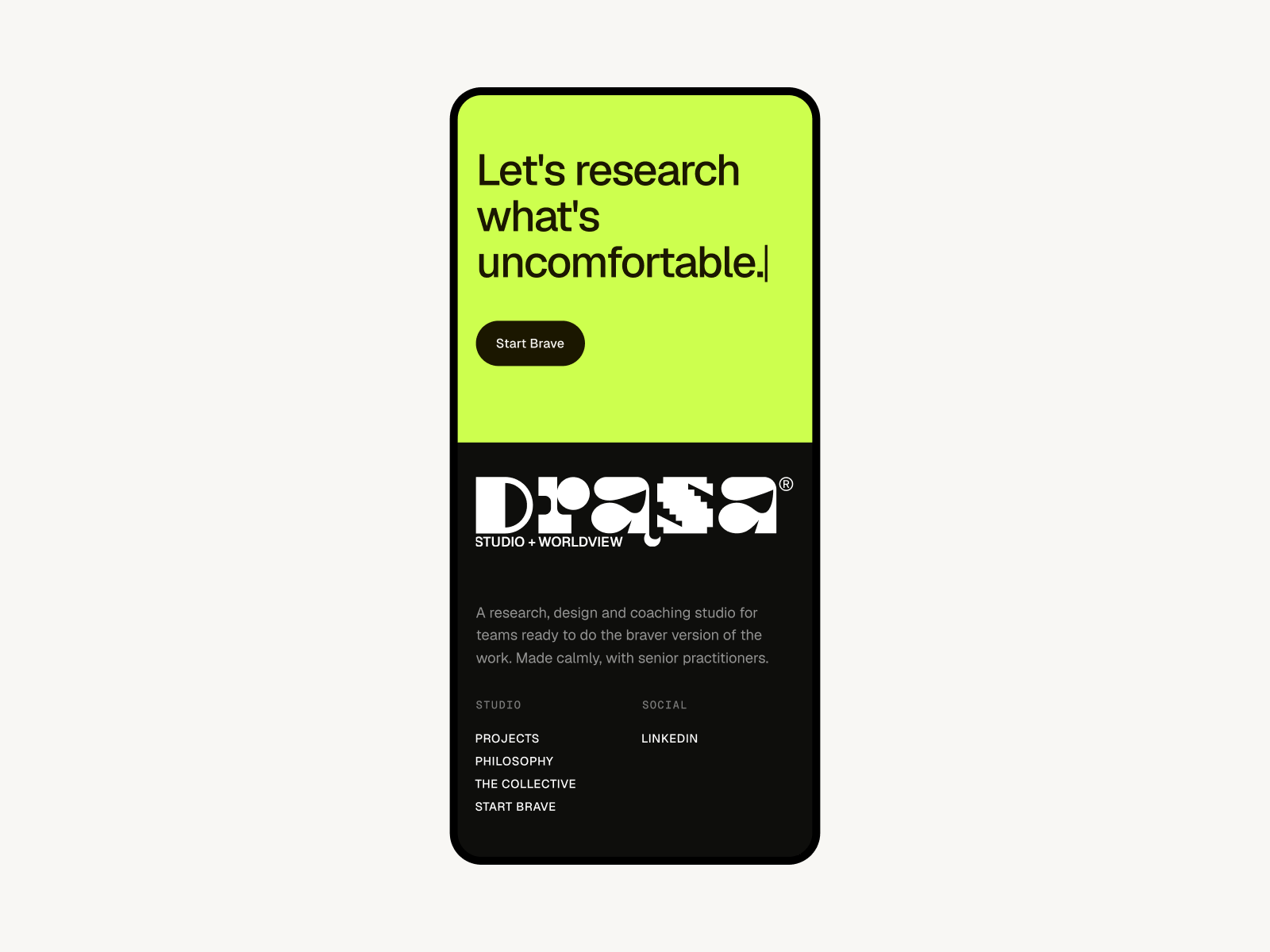 Interactive typographic footer