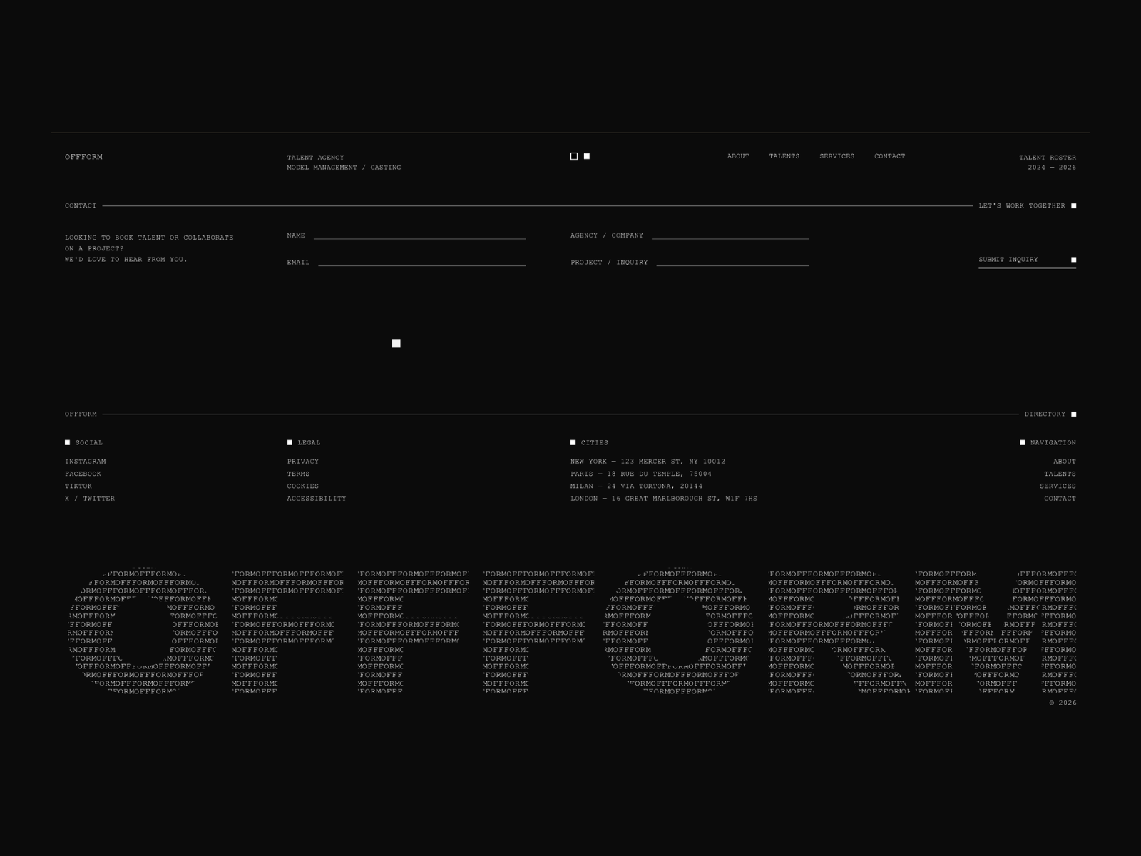 Interactive Typographic Footer
