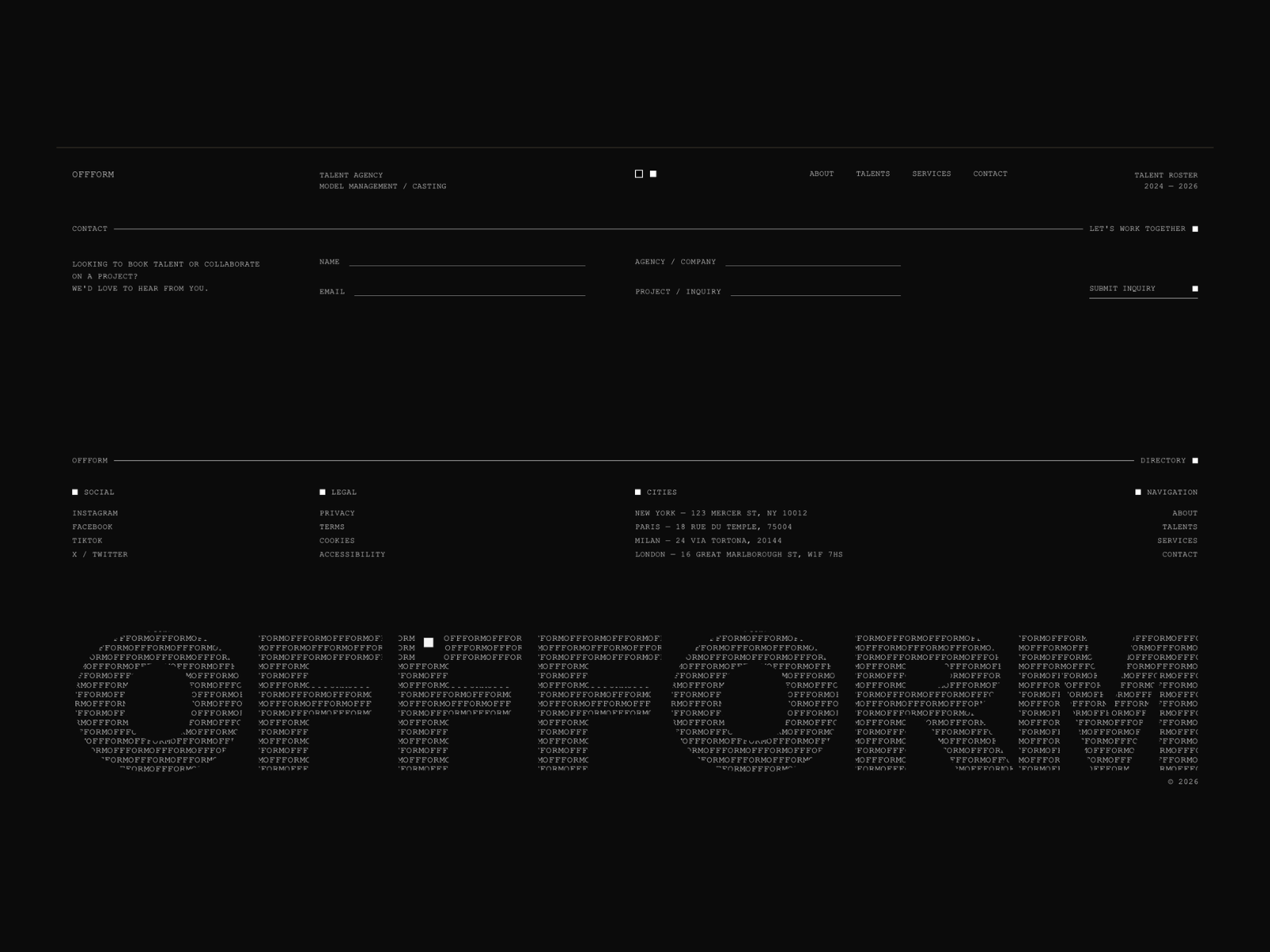 Interactive Typographic Footer