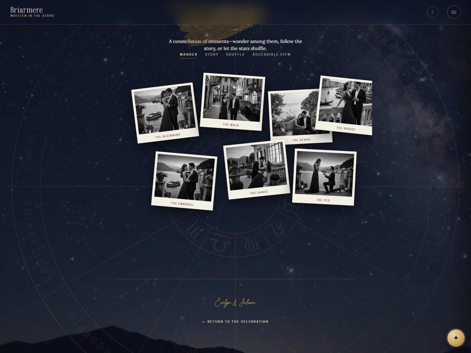 Moments — wander, story, shuffle