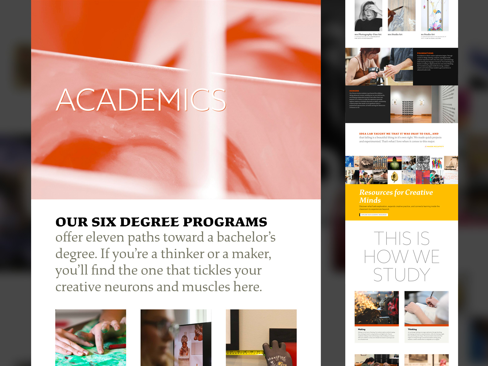Section Landing Pages