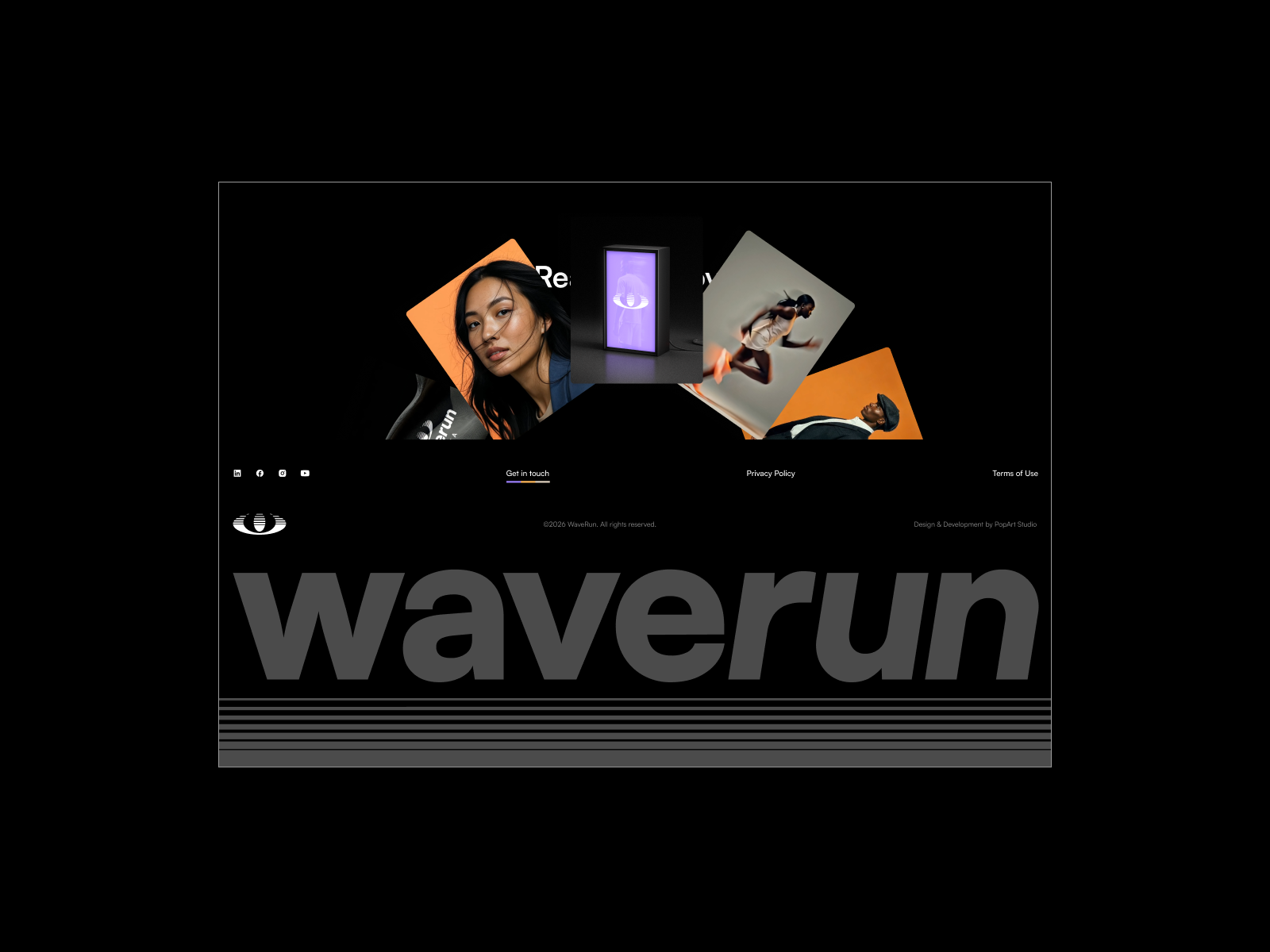 The footer extends the visual language of the website into a bold, immersive closing experience. A strong typographic hierarchy, and carefully balanced content create a clear sense of structure while maintaining the expressive character of the brand.