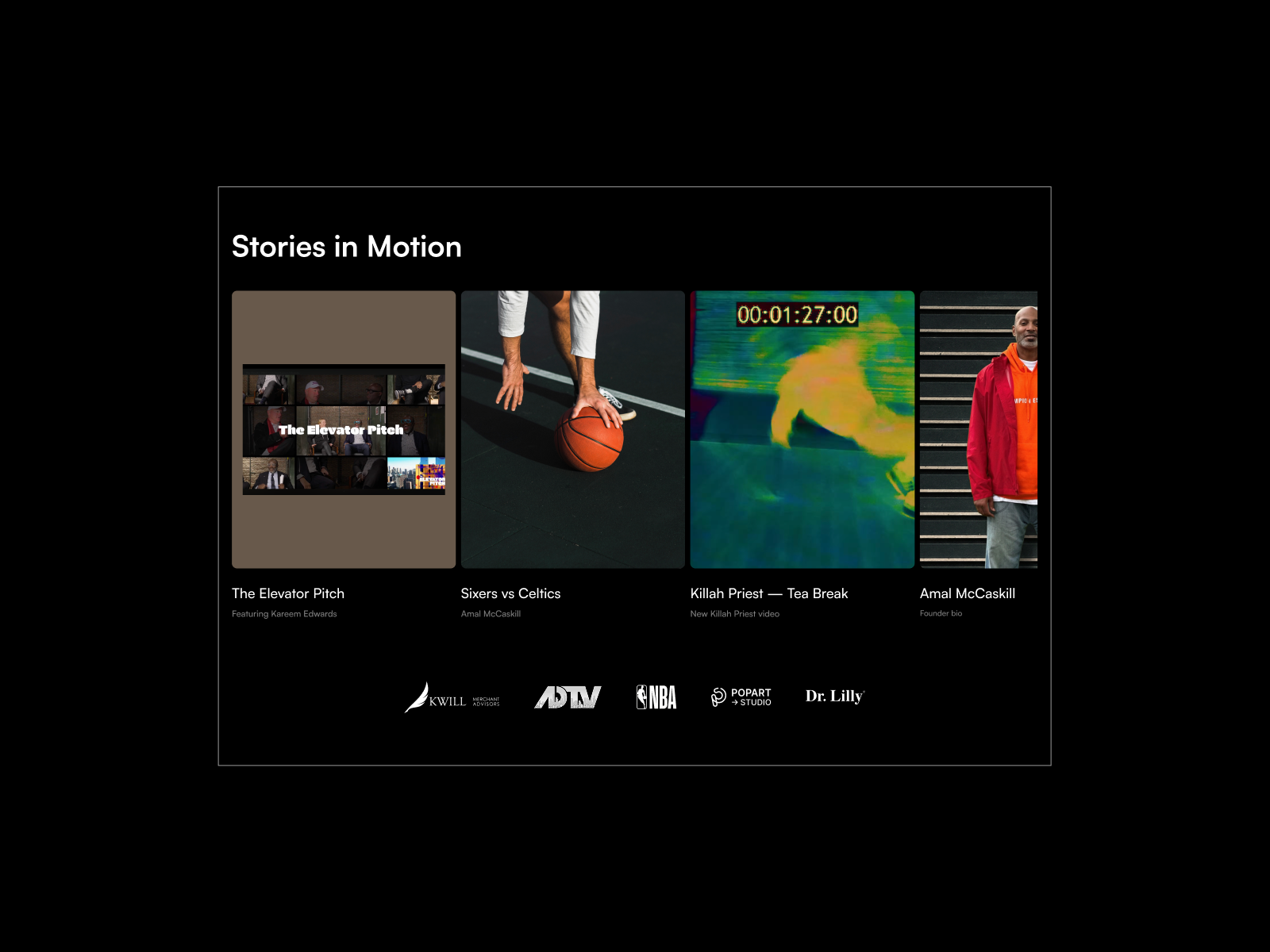 The About Us section brings together contrasting visual directions through a dynamic image composition and parallax effects