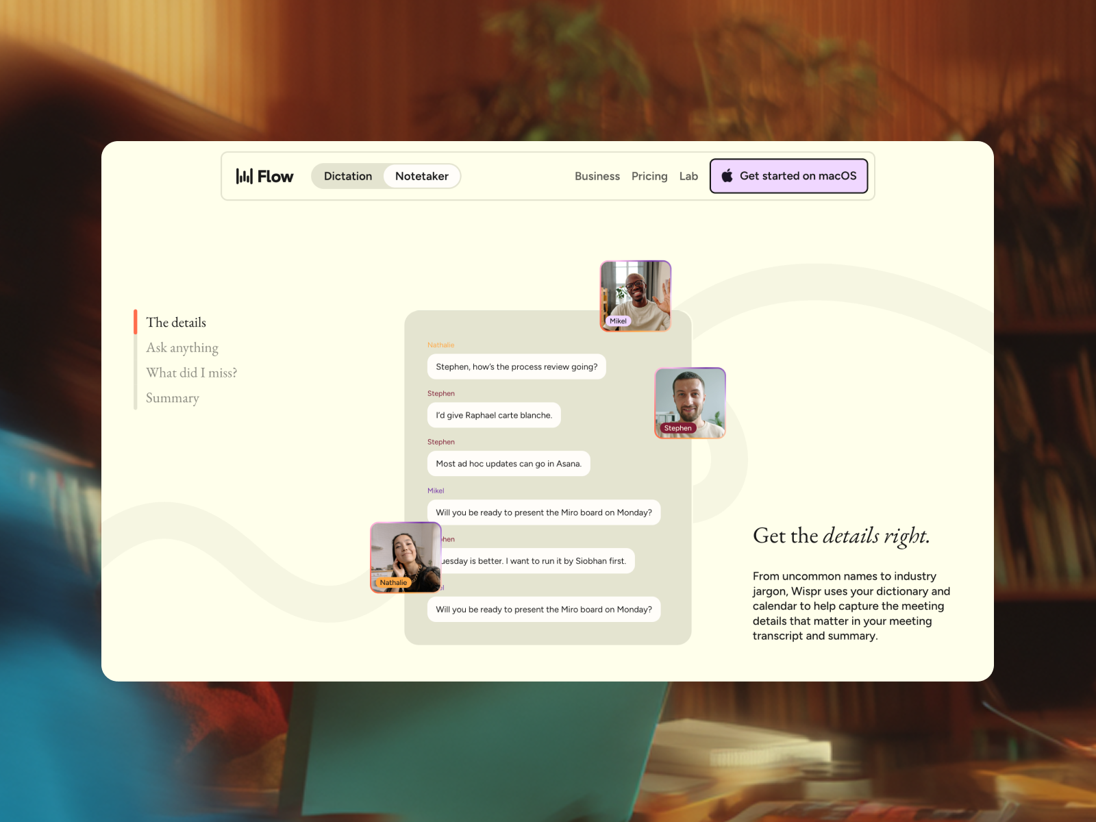 Motion-led product storytelling, from testimonials to Notetaker's core interactions