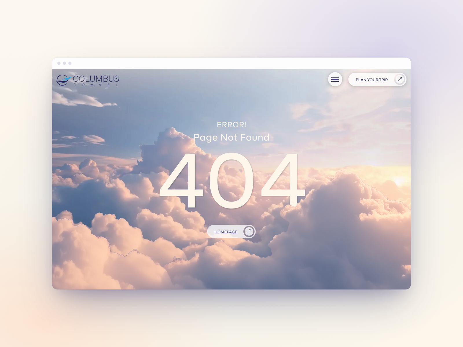 404 Page with Clouds