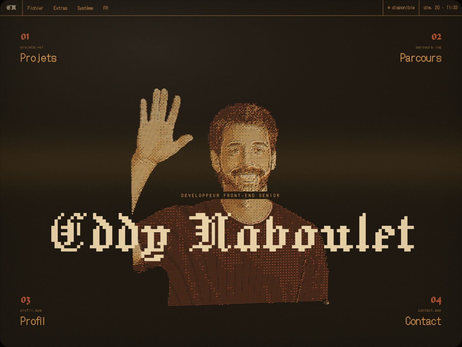 EddyOS — Animated pixel portrait