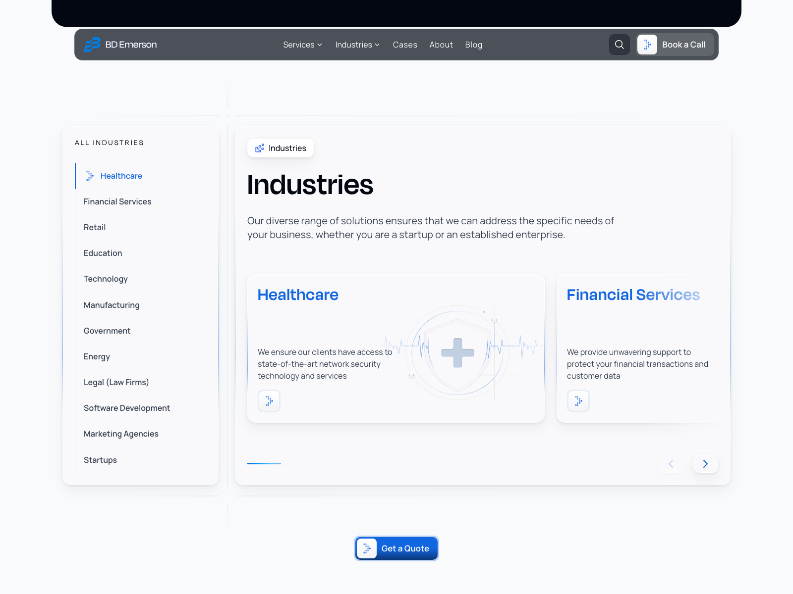 Industry slider driven by a vertical category...
