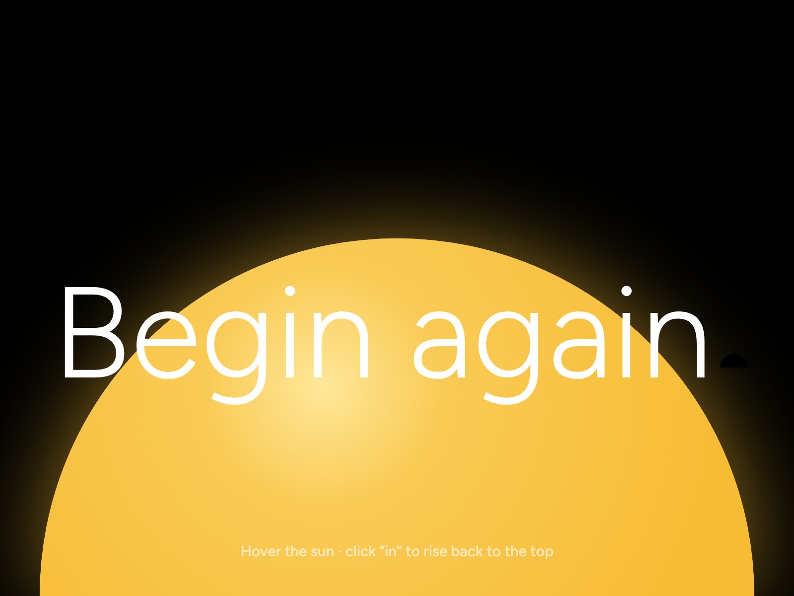 "Begin again." rising-sun footer