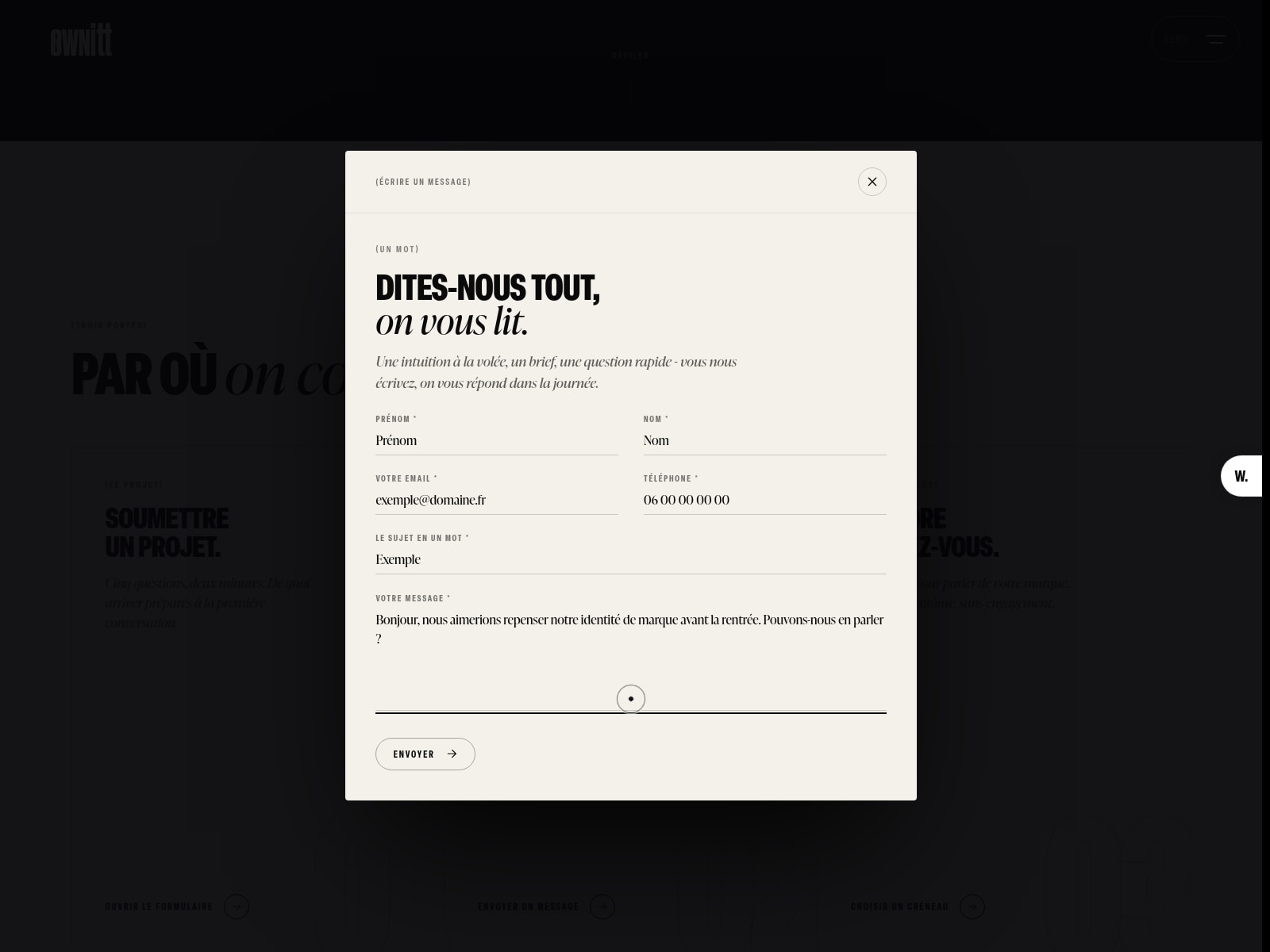 Contact page