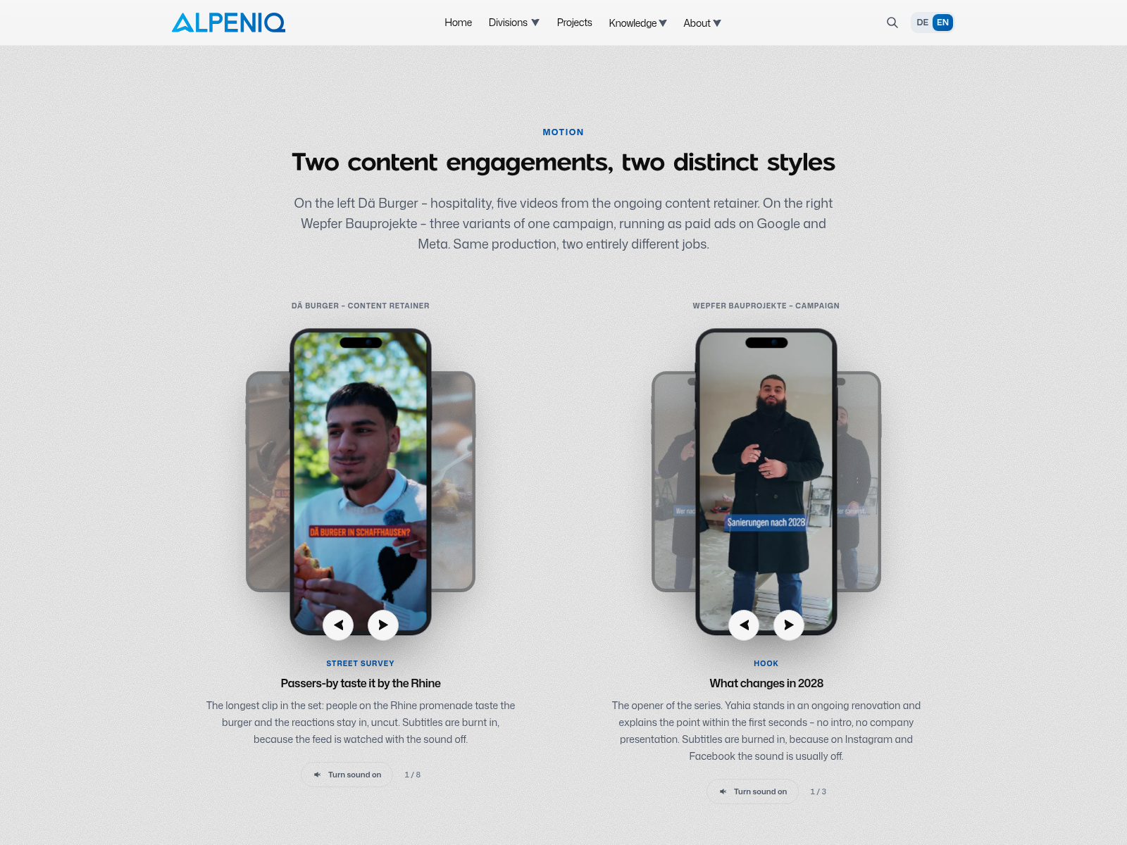 Vertical content showcase