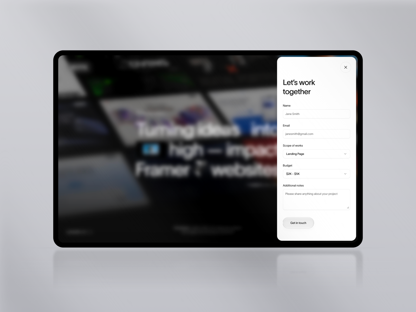 Contact Form in Modal