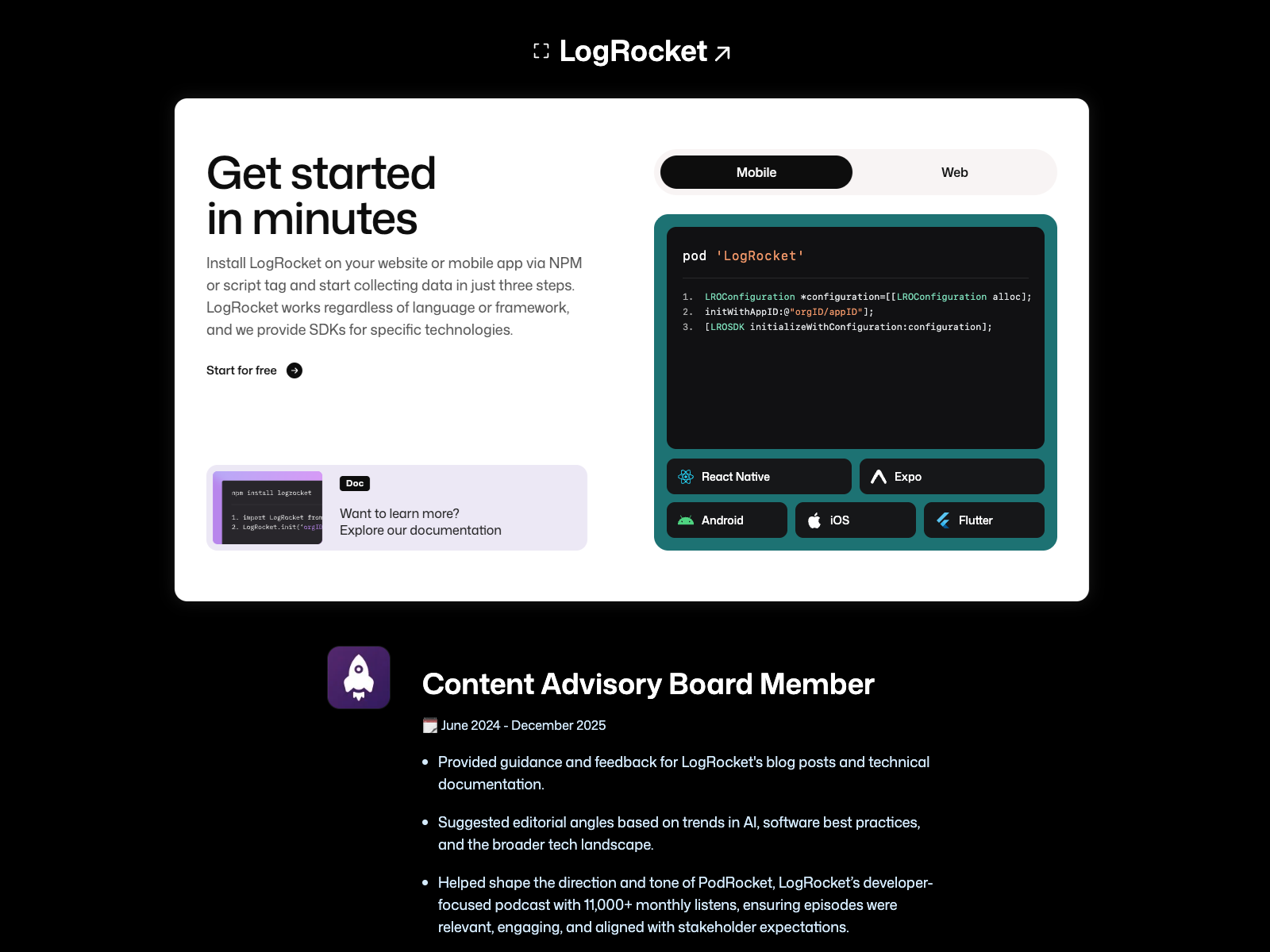 LogRocket Component Replica