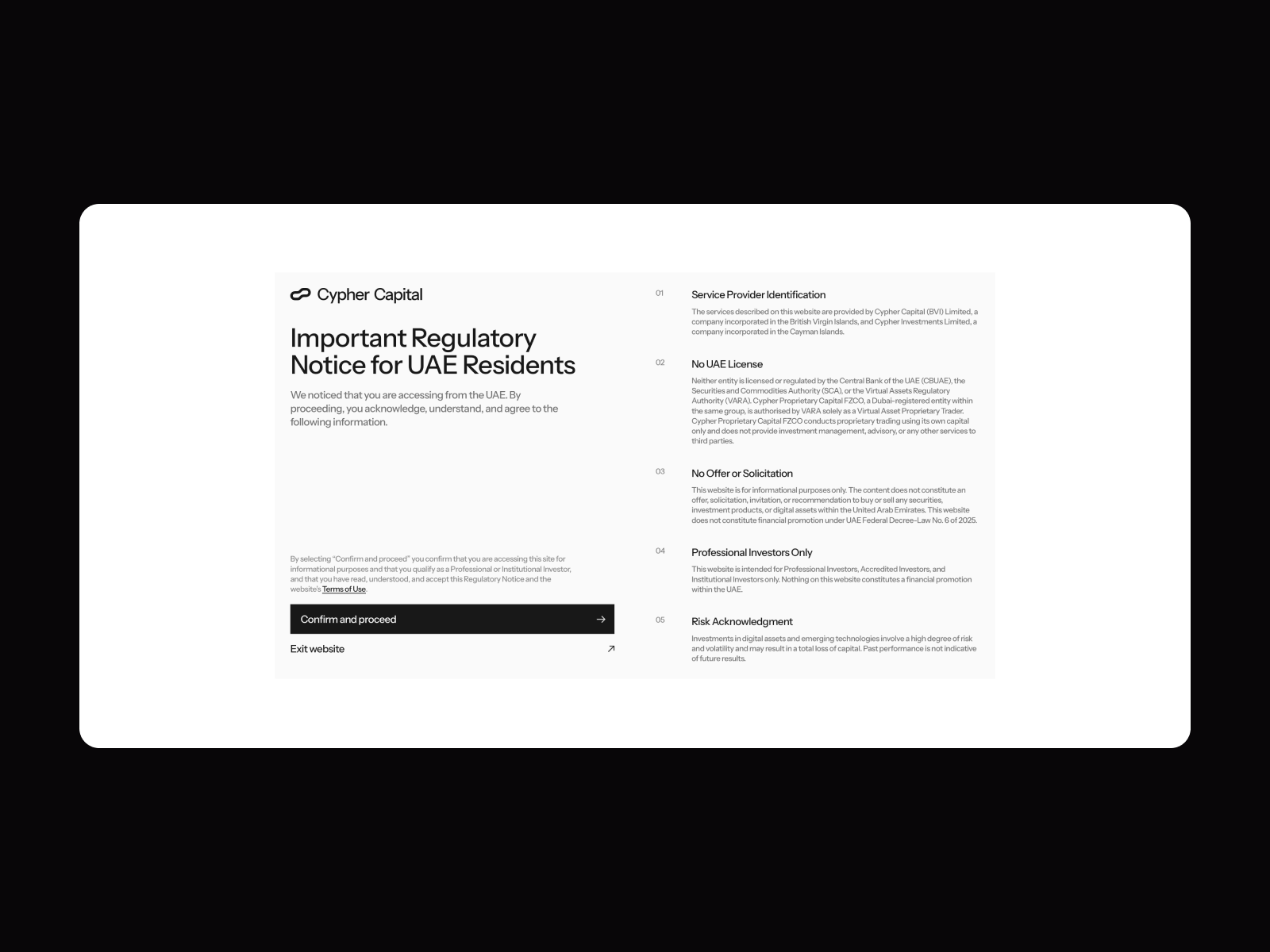 UAE regulatory notice