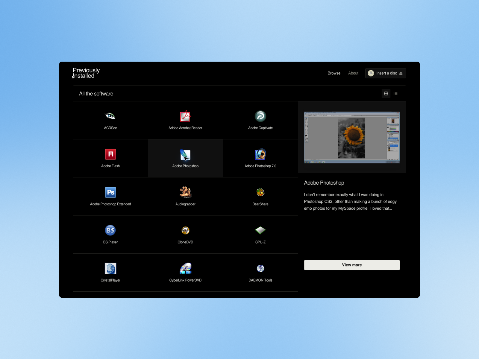 Content in grid or list mode