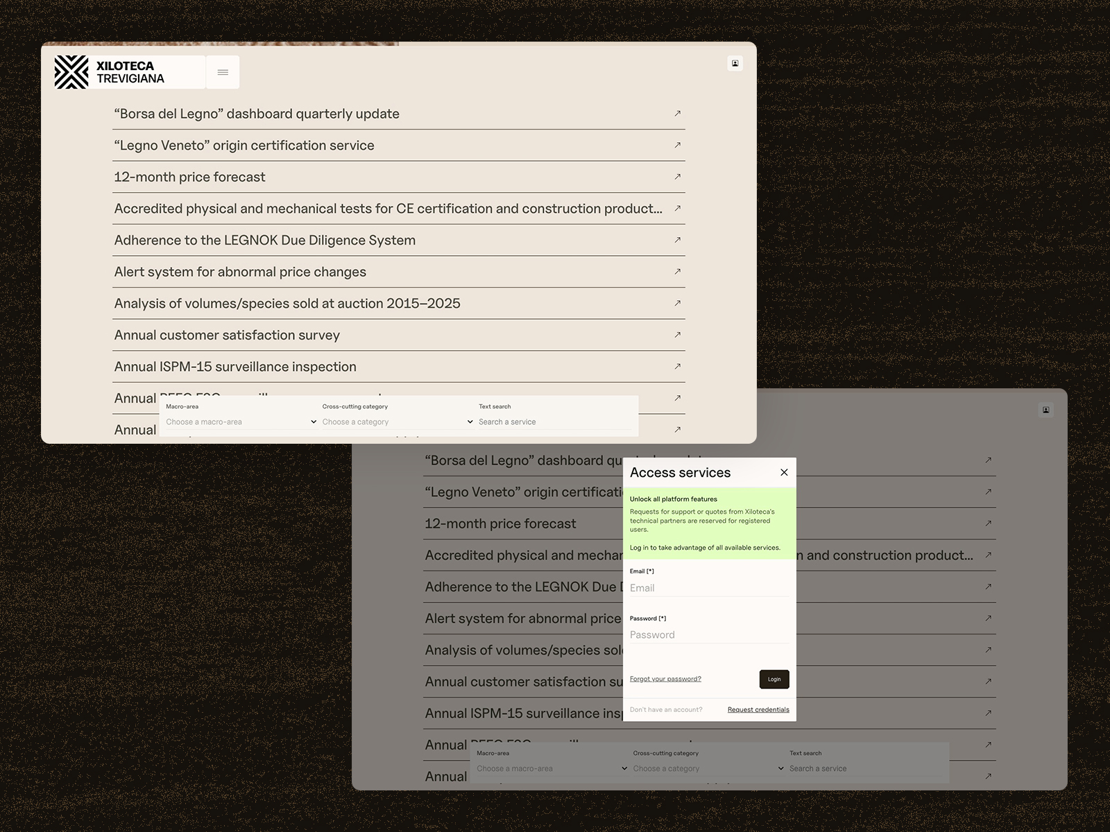 Services Listing & Filters
