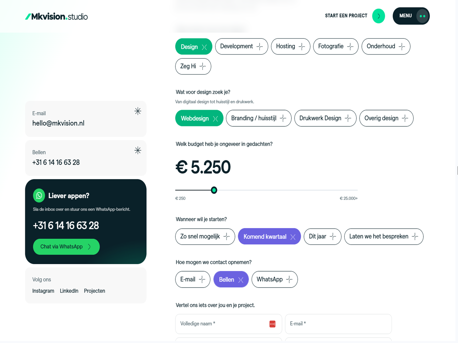 Contact page