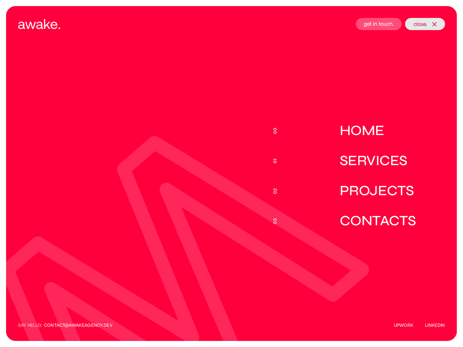 Full-screen menu