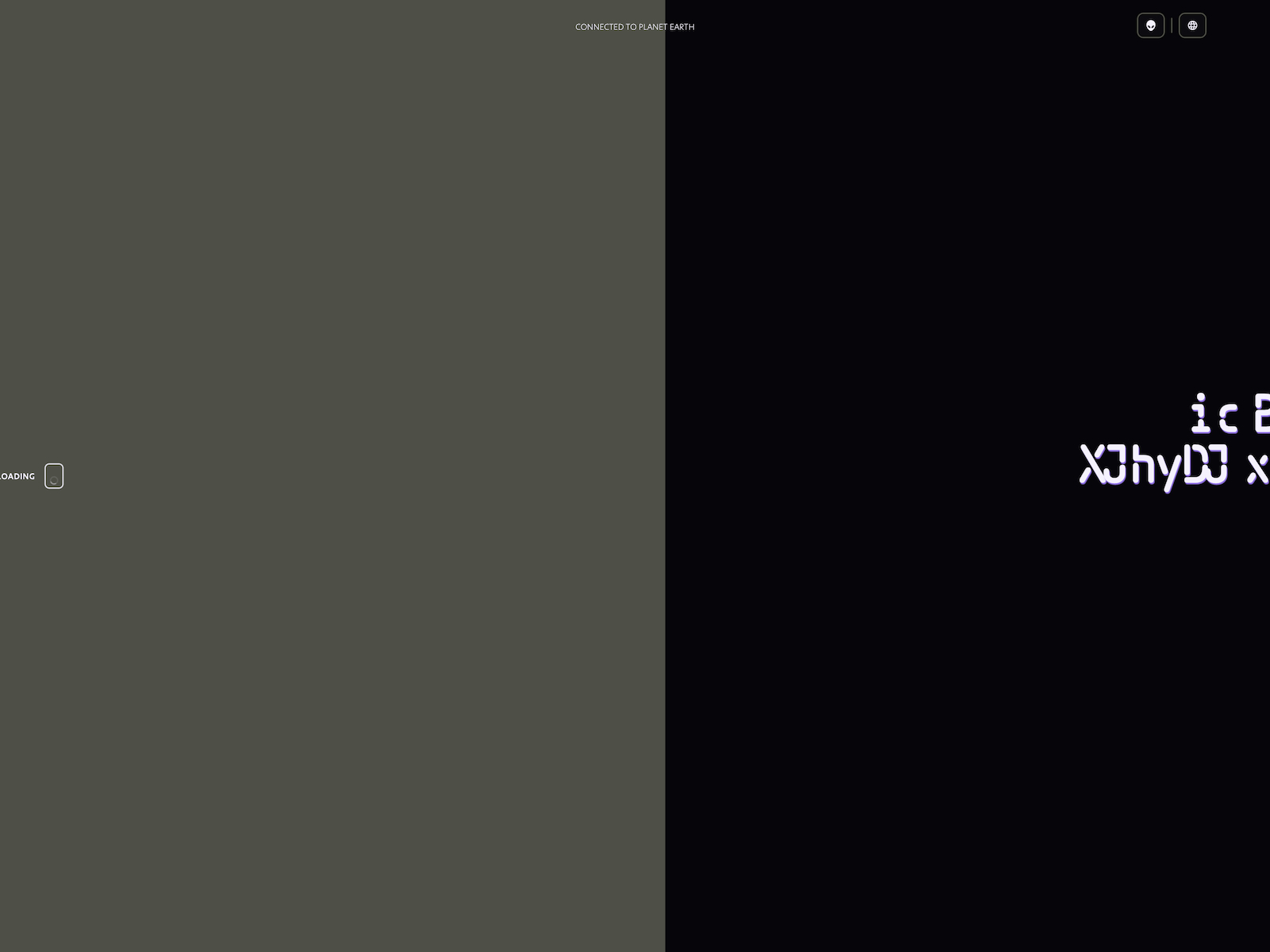 Loading screen and navigation curtain