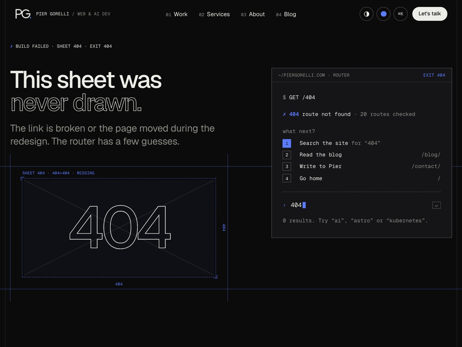 404: the sheet that was never drawn