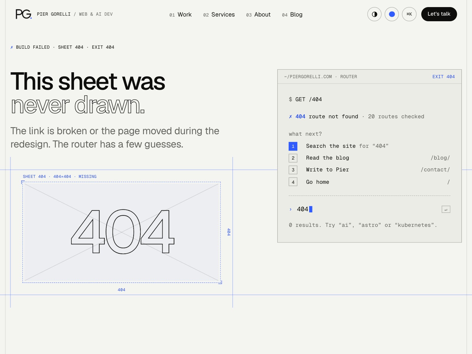 404: the sheet that was never drawn
