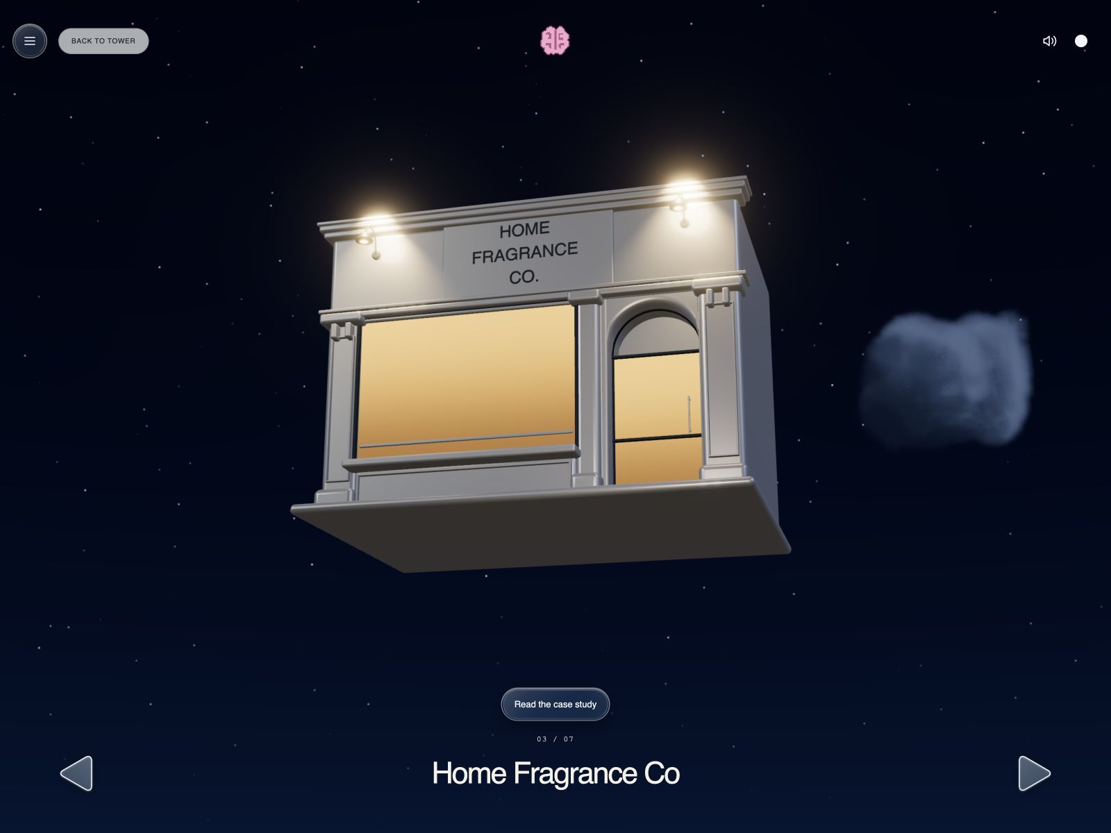 A floating portfolio that lights up after dark