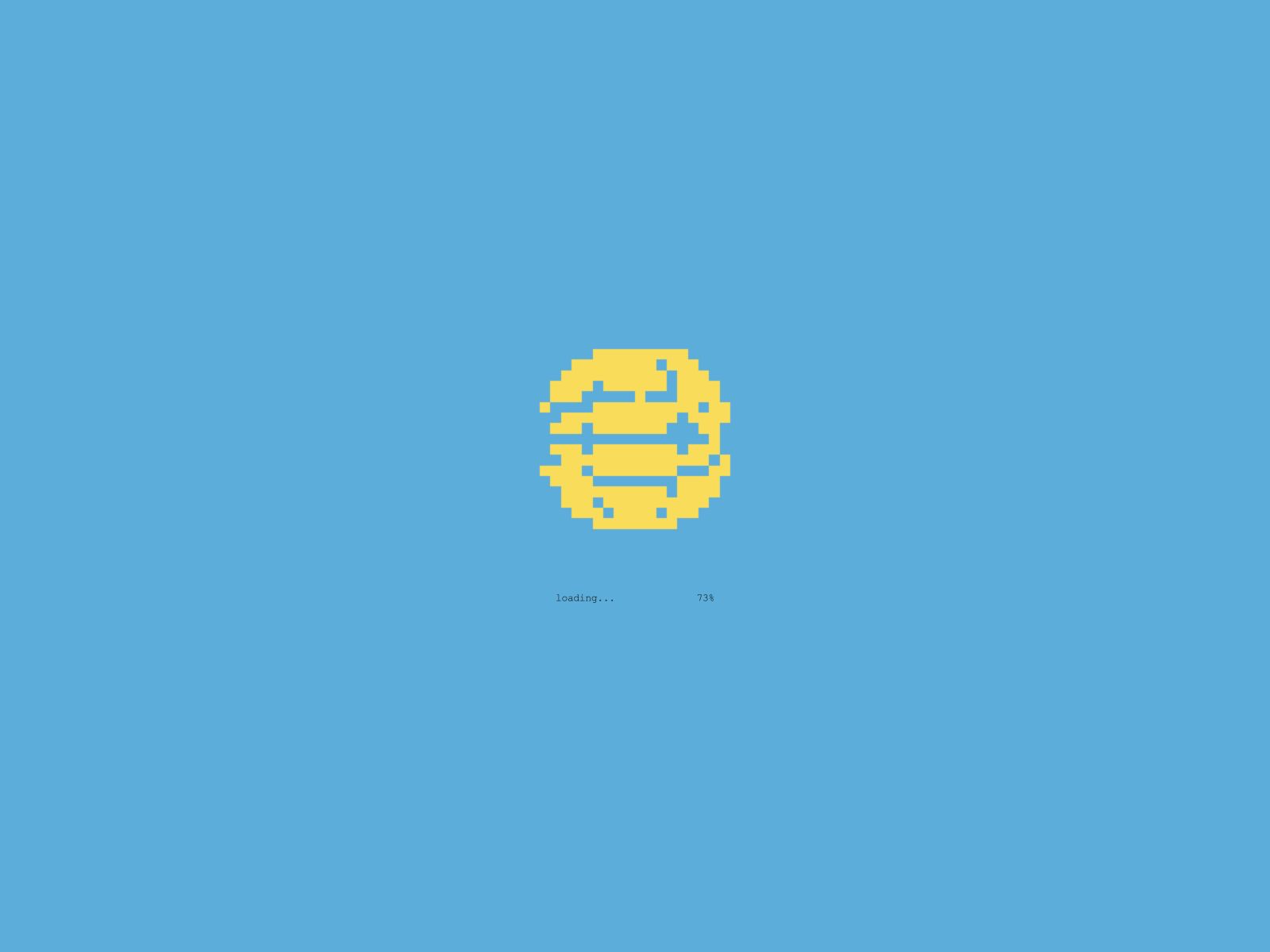 A pixel-art loader that introduces the studio’s world
