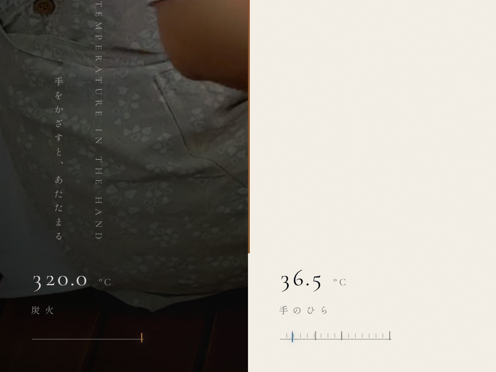 Thermometer — 320°C to 36.5°C across the...