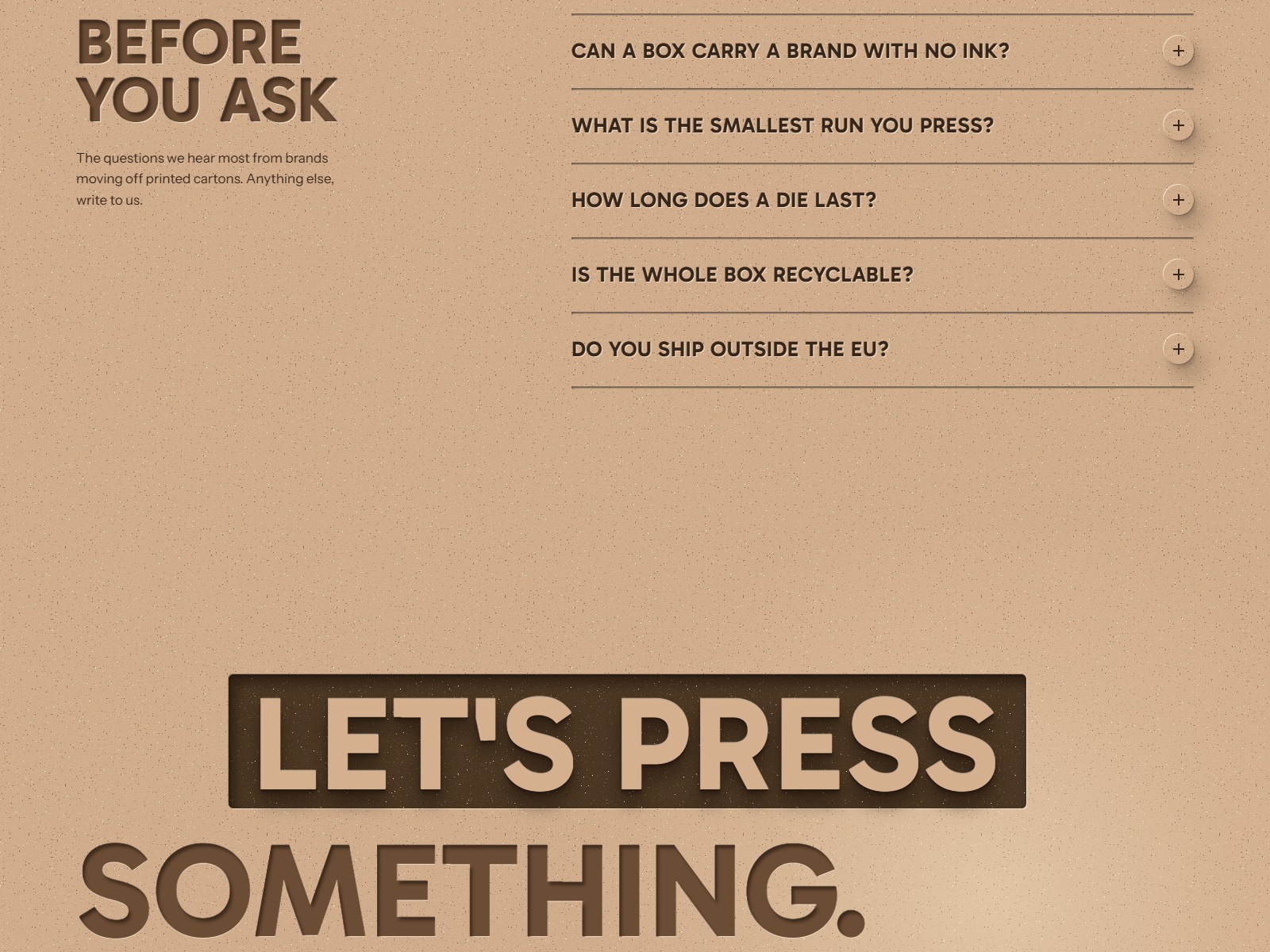 A moving light, then the pressed wordmark