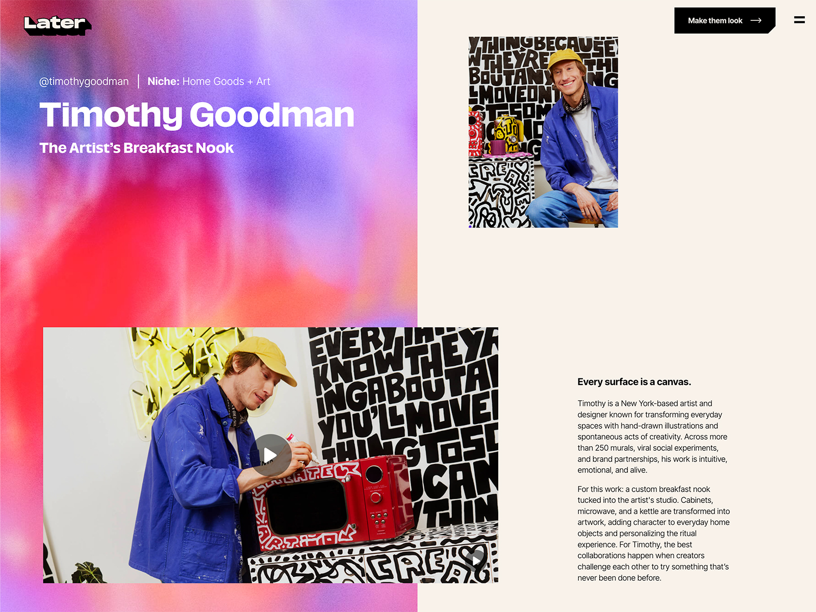 Scrolling Artist Profiles