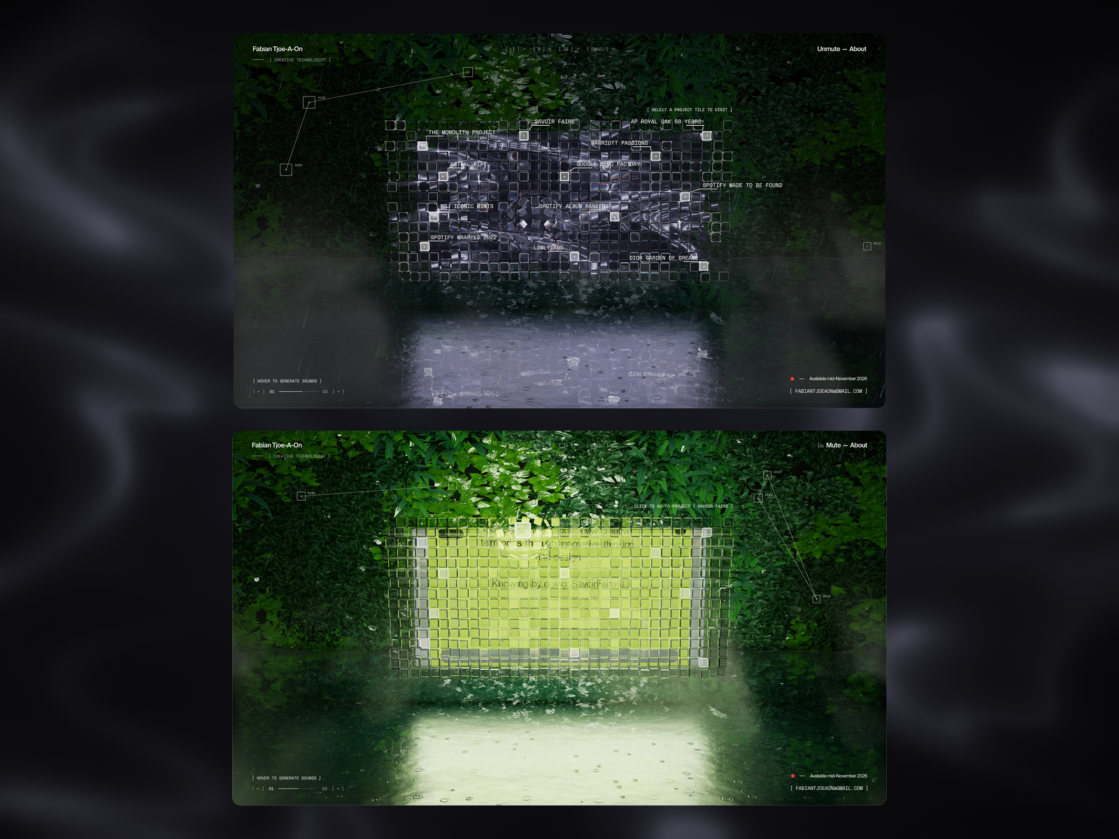 Portfolio interactive scenes
