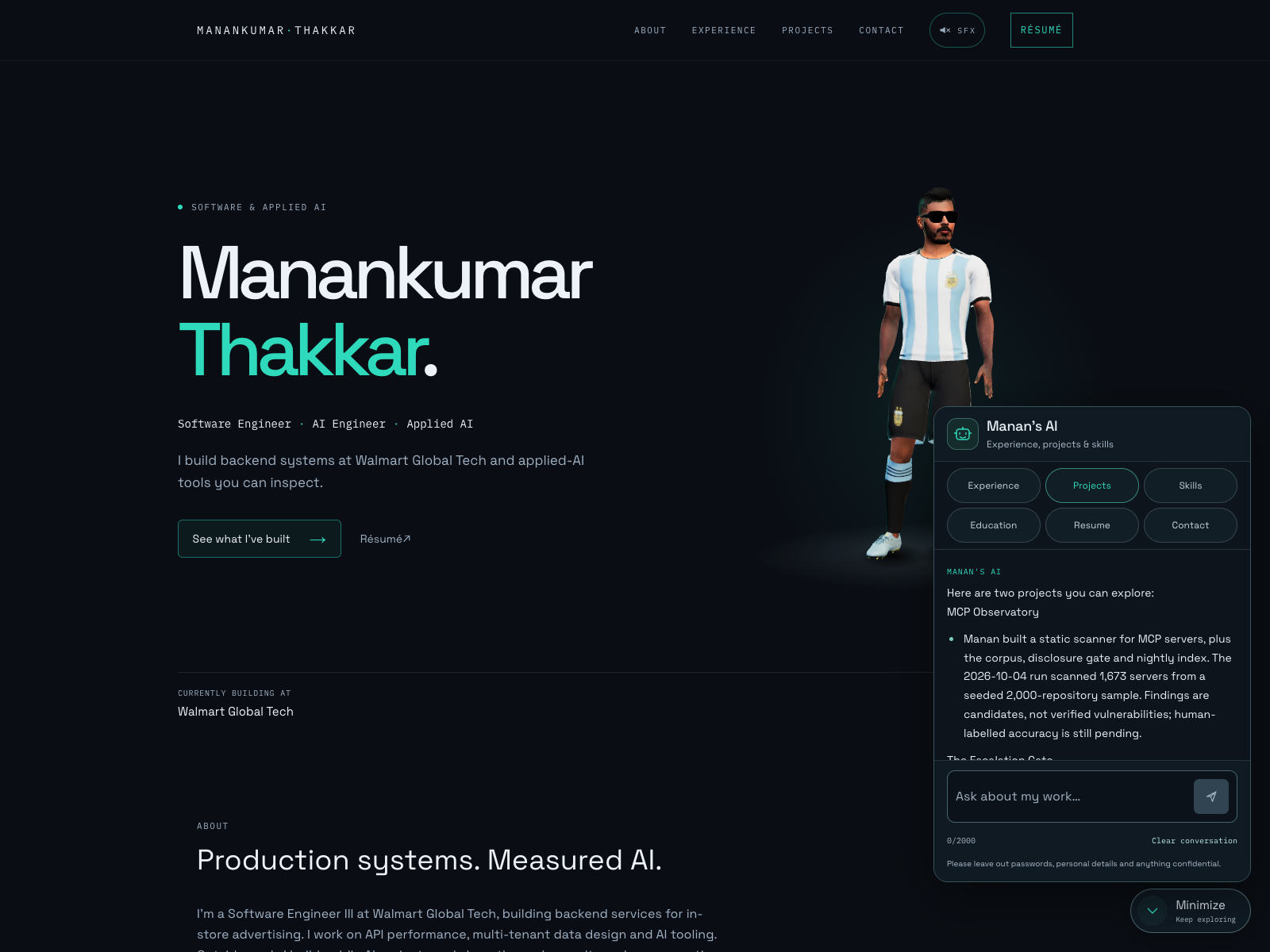 AI portfolio assistant with sourced answers