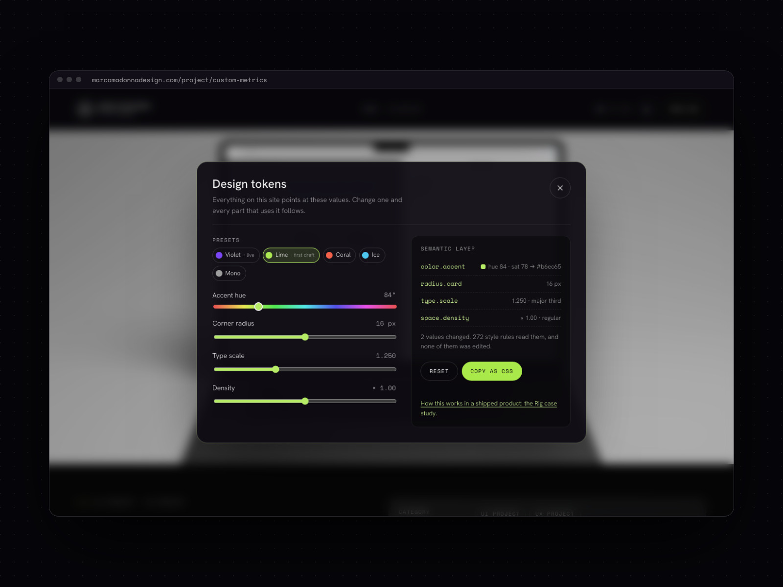 Design tokens playground
