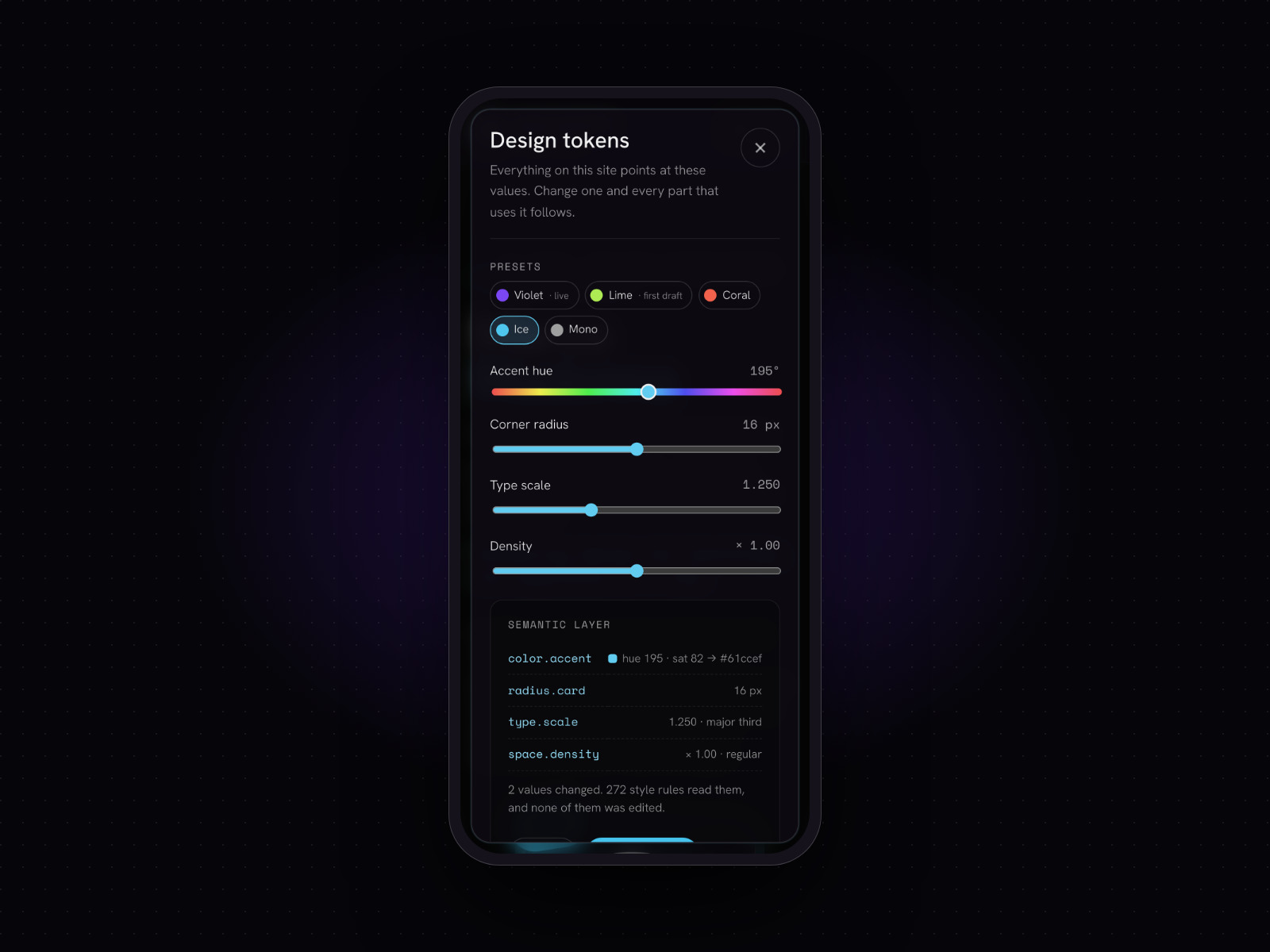 Design tokens playground