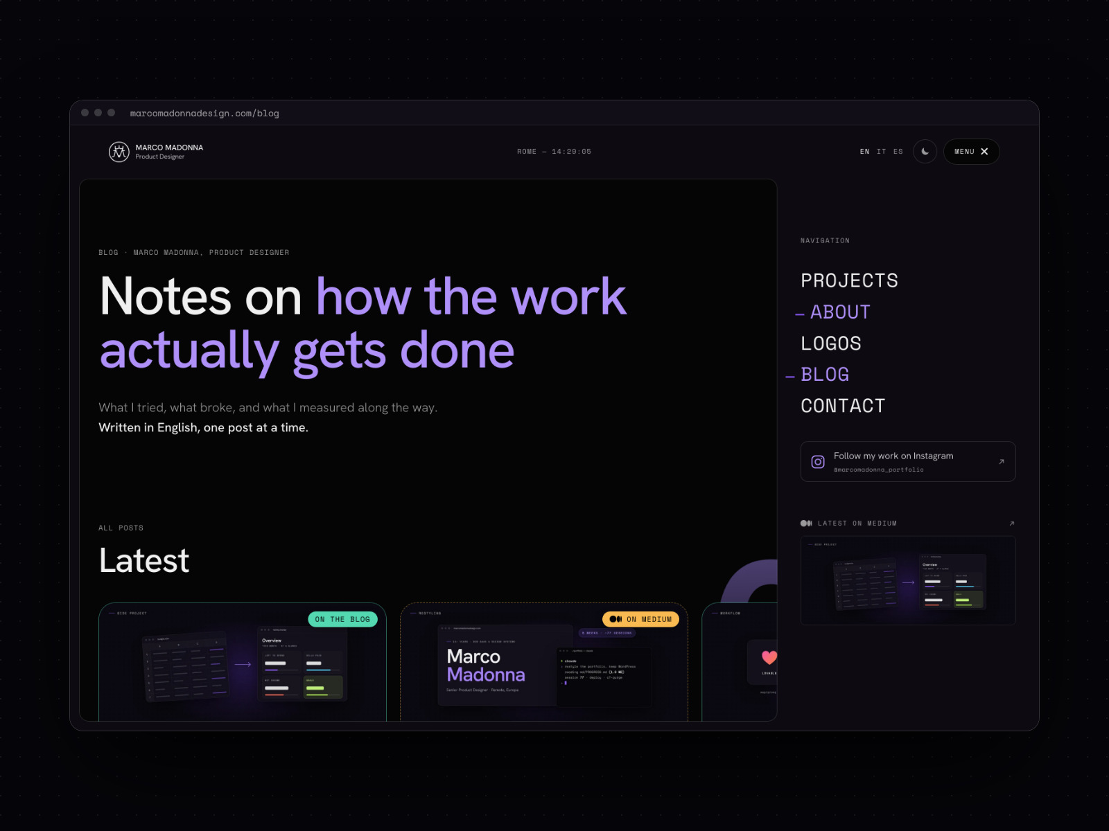 Behind-the-page menu