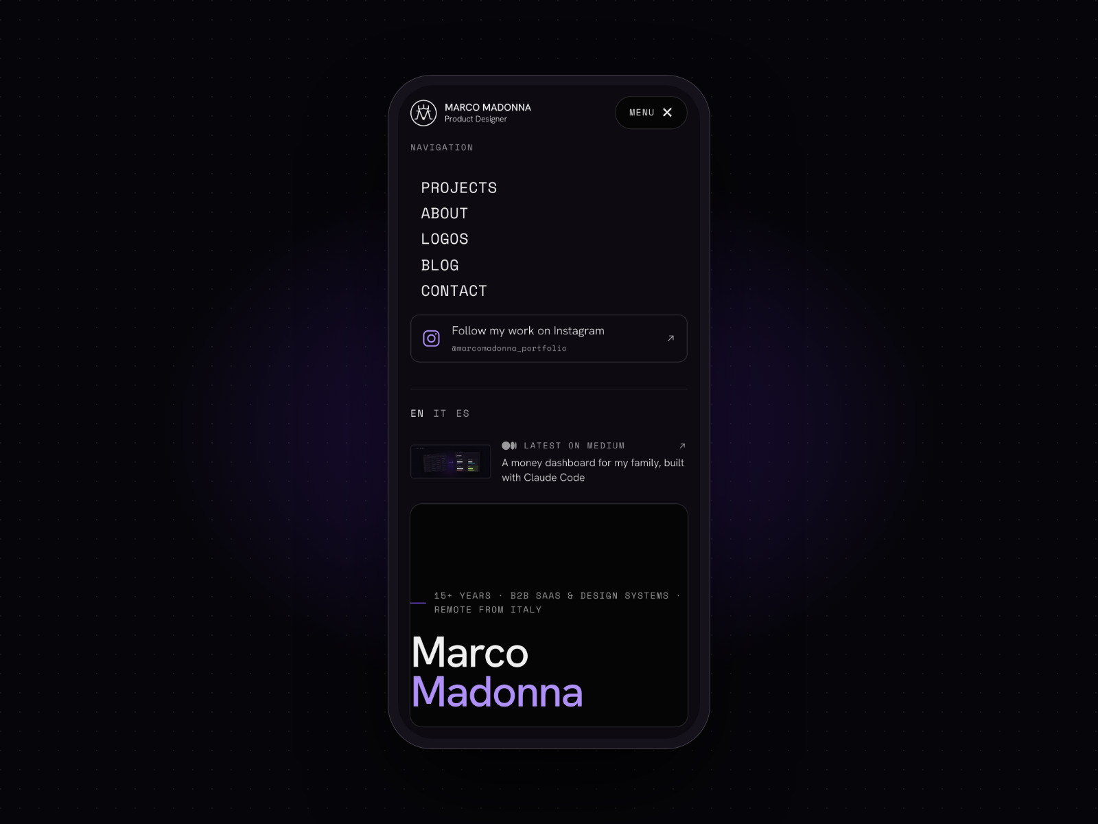 Behind-the-page menu