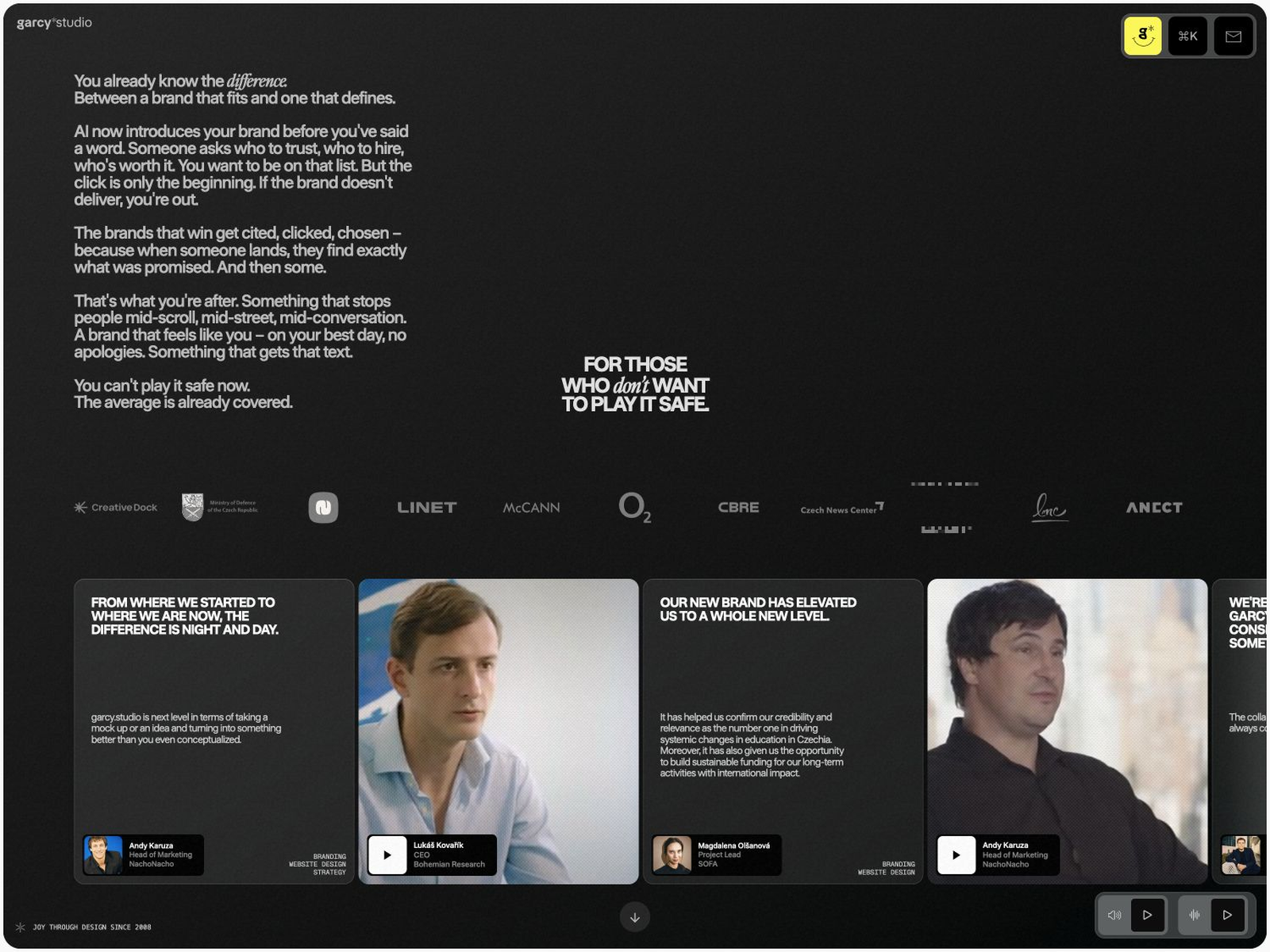 Client stories behind frosted glass