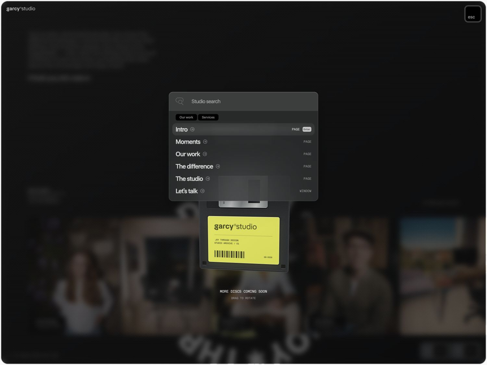 ⌘K – Studio search meets the floppy disk