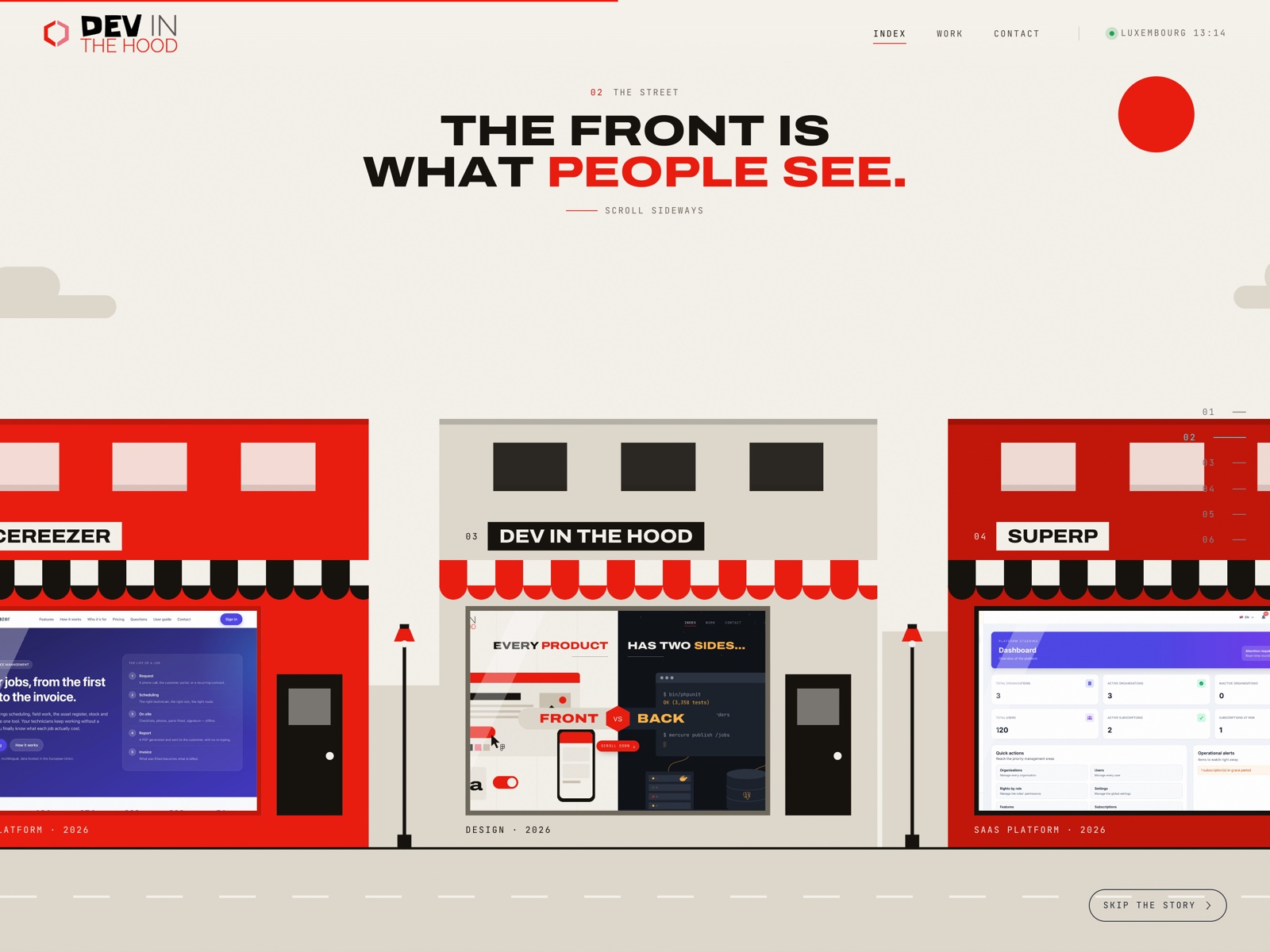 The street: scroll sideways past every shop
