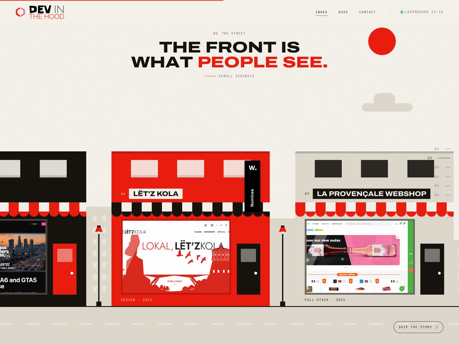 The street: scroll sideways past every shop
