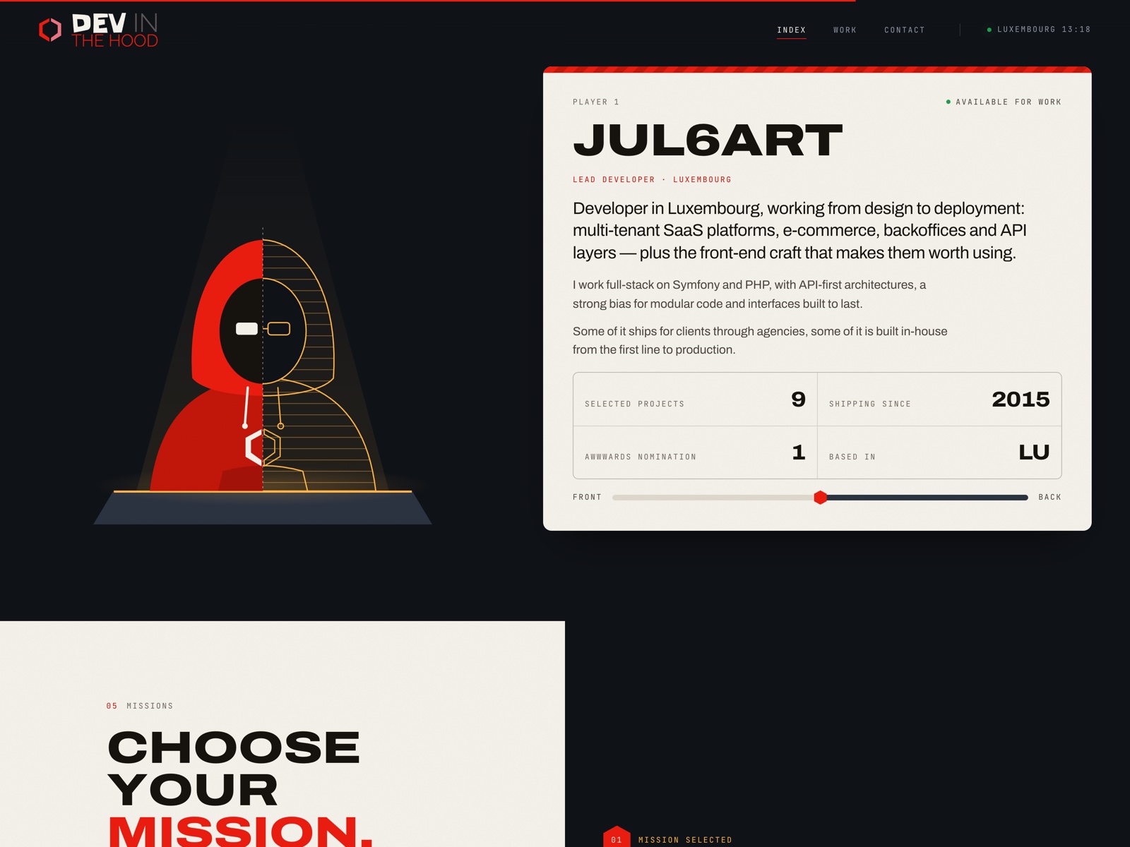 Player card under a spotlight